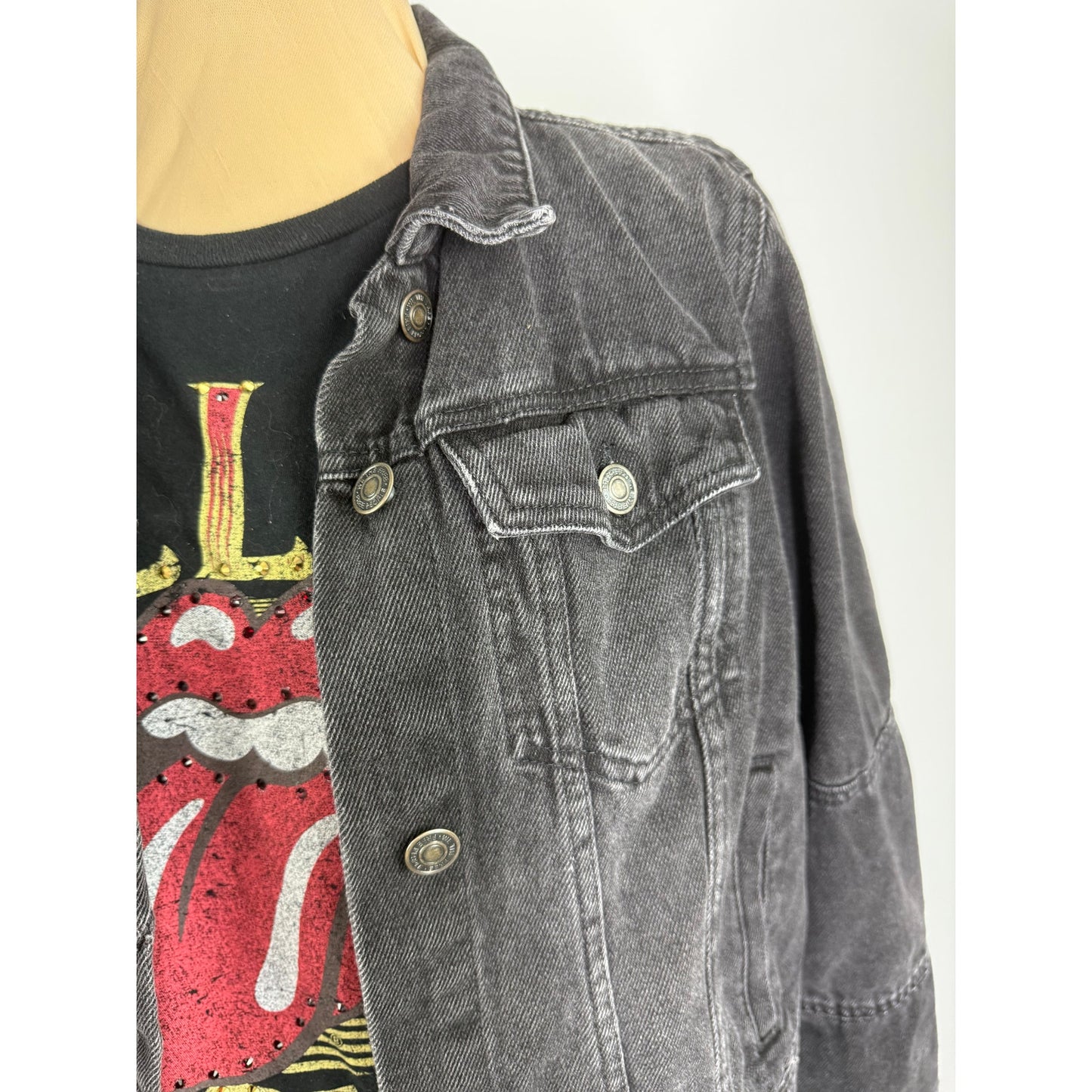 Vintage Free People black denim jacket ,  size M