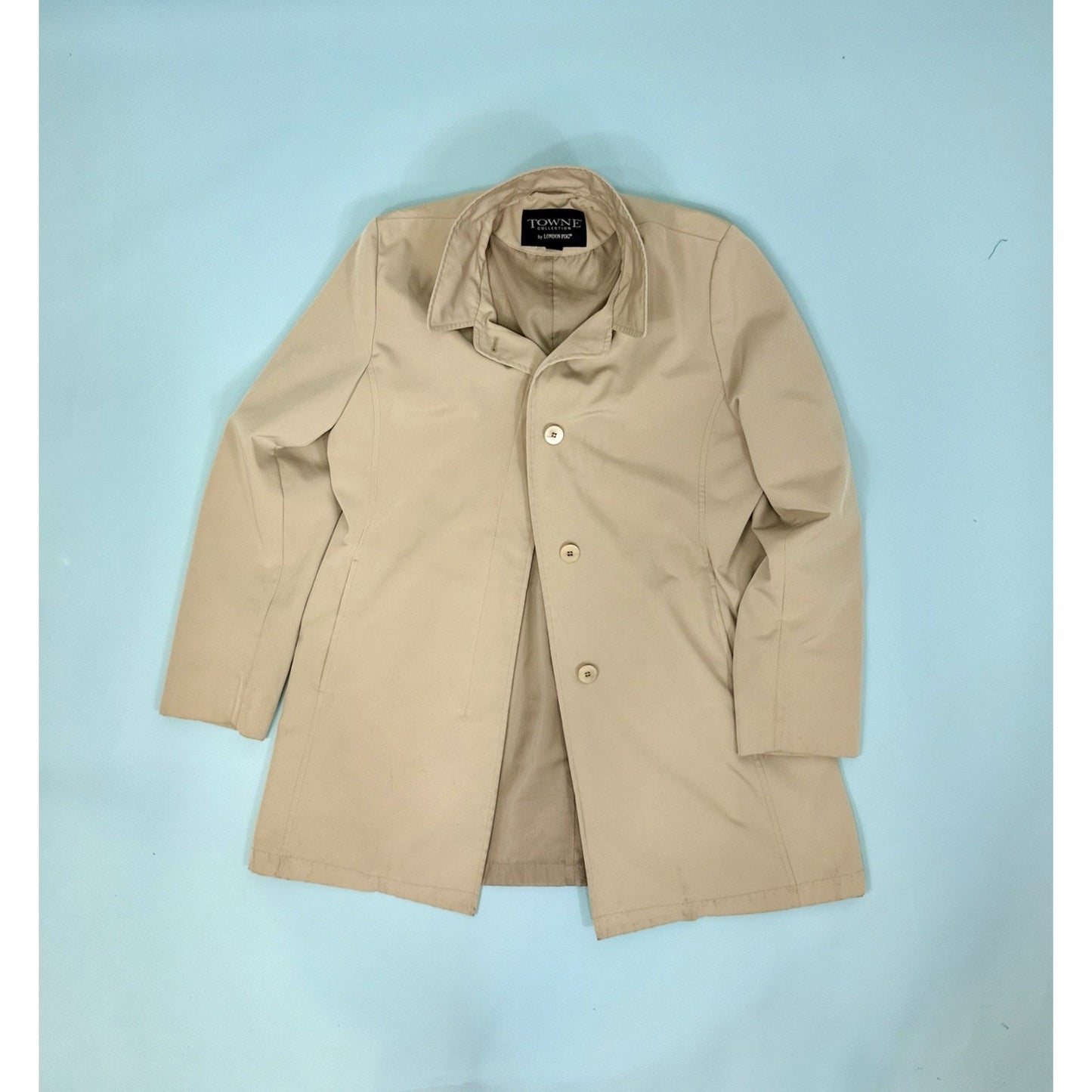 Vintage Towne by London Fog, Women's, Size L Trench Coat, Beige Button Up Jacket