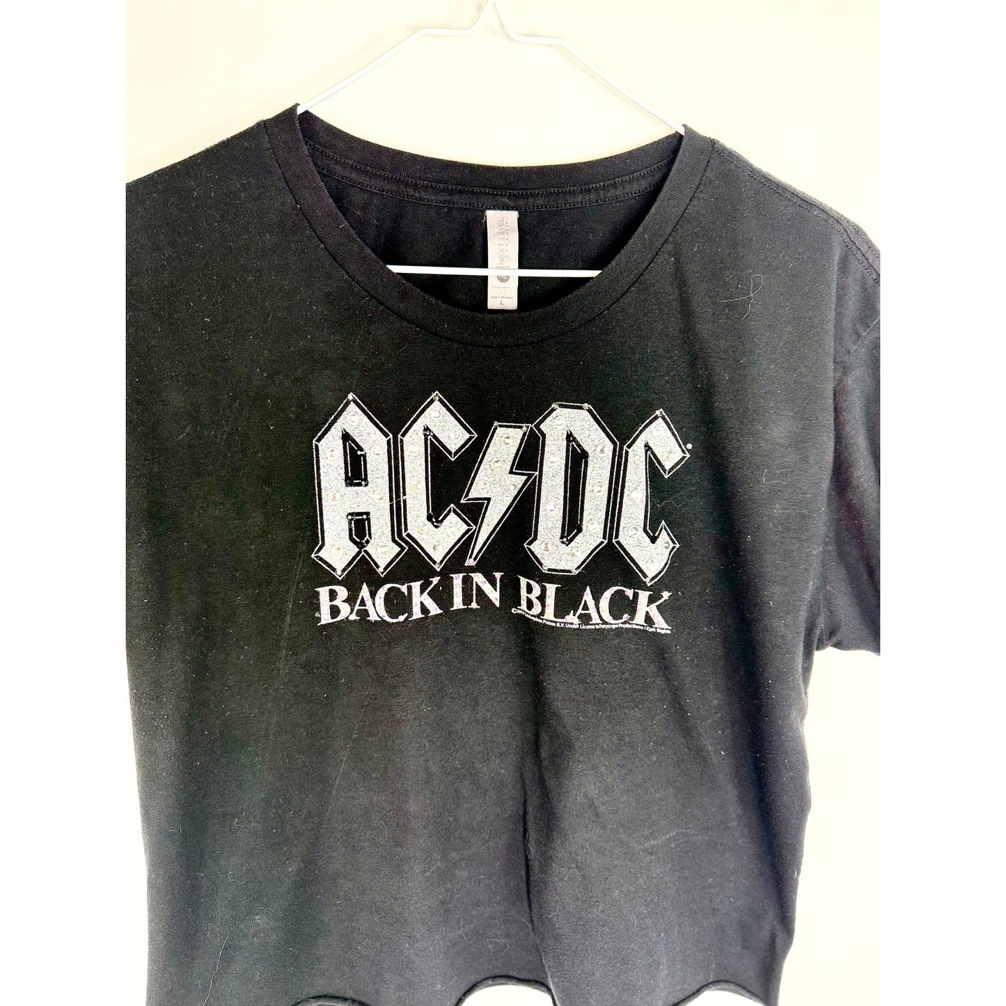 Authentic ACDC  black  Back in Black  vintage tee w  swarovski rhinestones