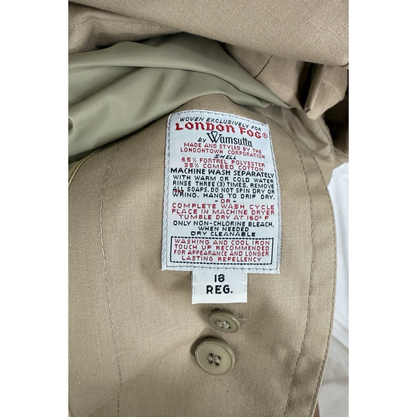 Vintage Women's London Fog Trench Coat Khaki Belted Size 18 Regular