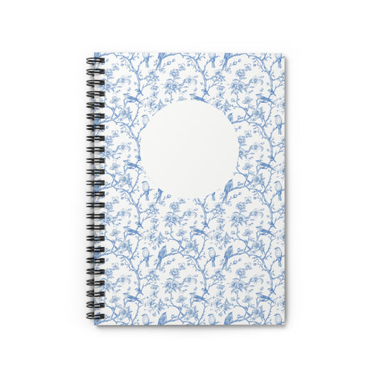 Elegant Blue Floral  Toile Spiral Notebook - Versatile Journal for Students, Gifts, Notes, Writing, Organizing, Bullet Journaling