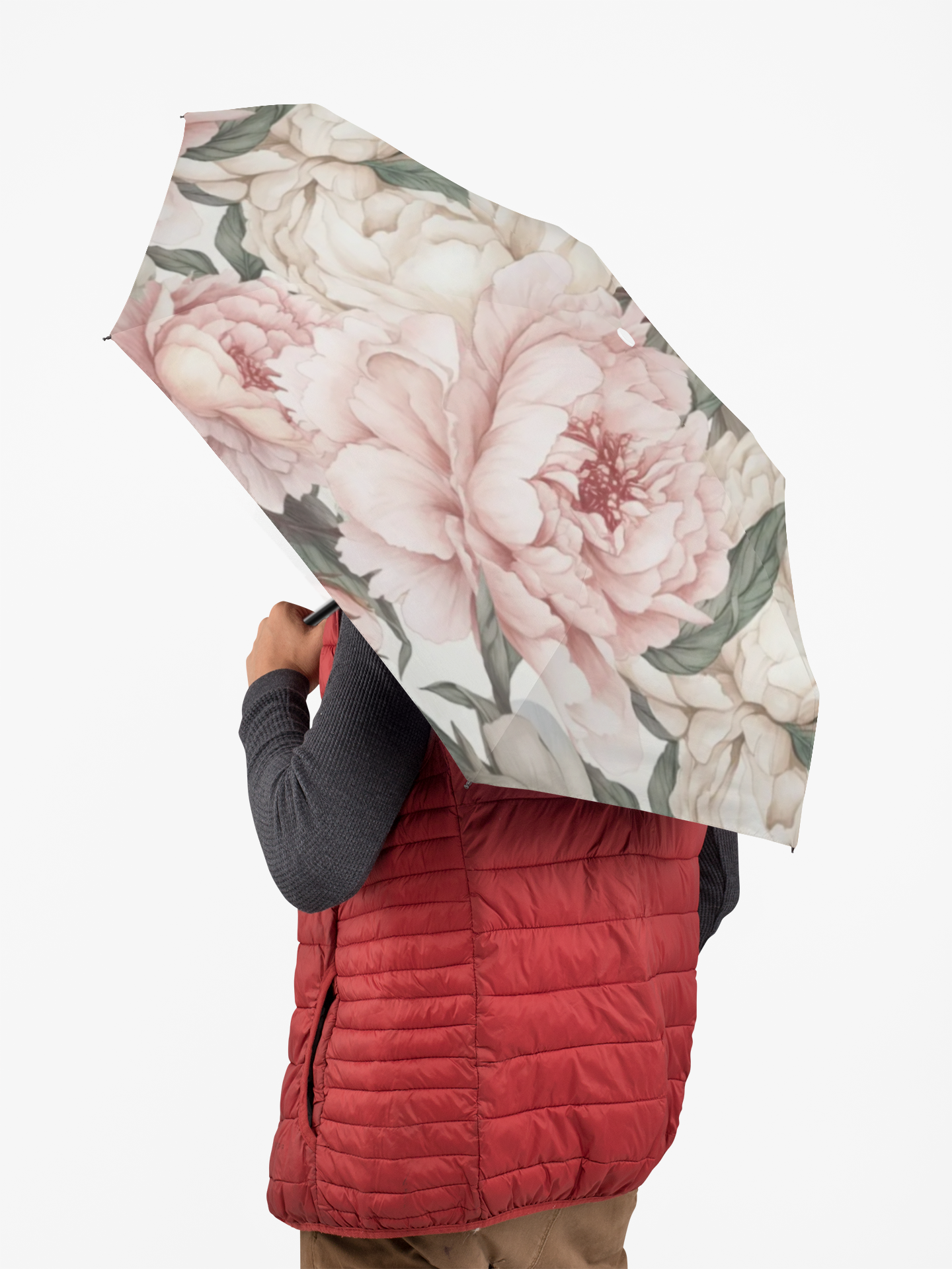 Floral Foldable Umbrella, Chic Rain Gear, Gift for Her, Travel-Friendly, Fashionable Sunshade, Boho Style Accessory