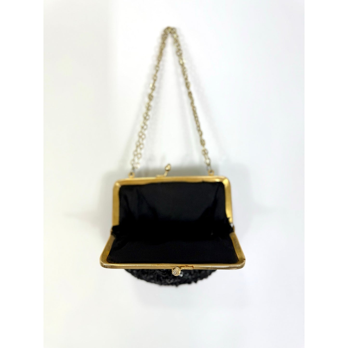 Vintage black and gold beaded 
evening bag