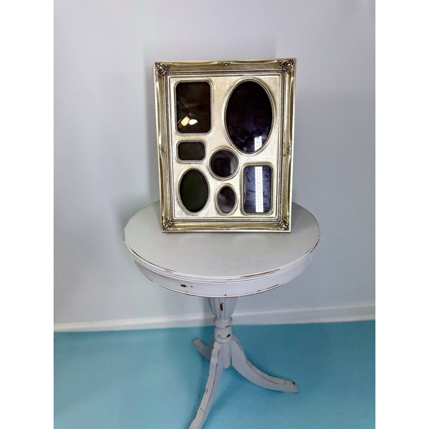 Vintage Silver Leaf Wood Photo Picture frames , set of 2 measuring 13x 15in