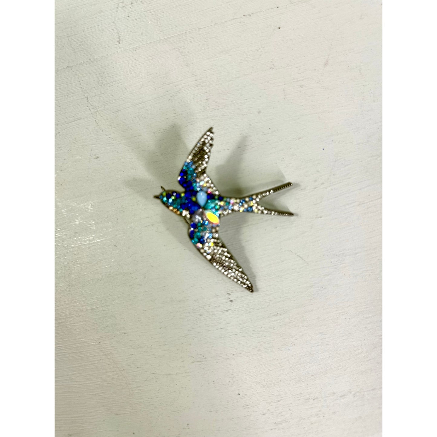 Vintage  Bumble Blue Bird Pin and  ribbon playing Card Bookmark set