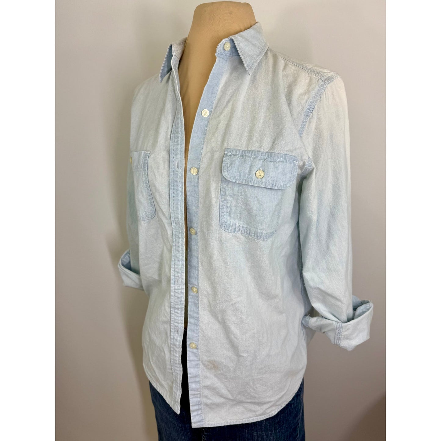 Vintage LRL Lauren Jeans CO, XS  Women's 100 cotton vintage faded chambray shirt, size XS