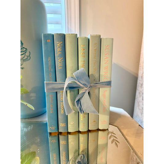 Vintage ombré effect blue Decorative Book collection, light blue book collection