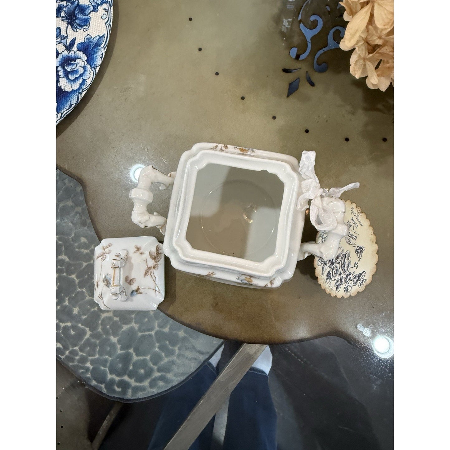 Antique Limoges Haviland Hand Painted blue Color Floral Bouquet Tureen Good Cond.