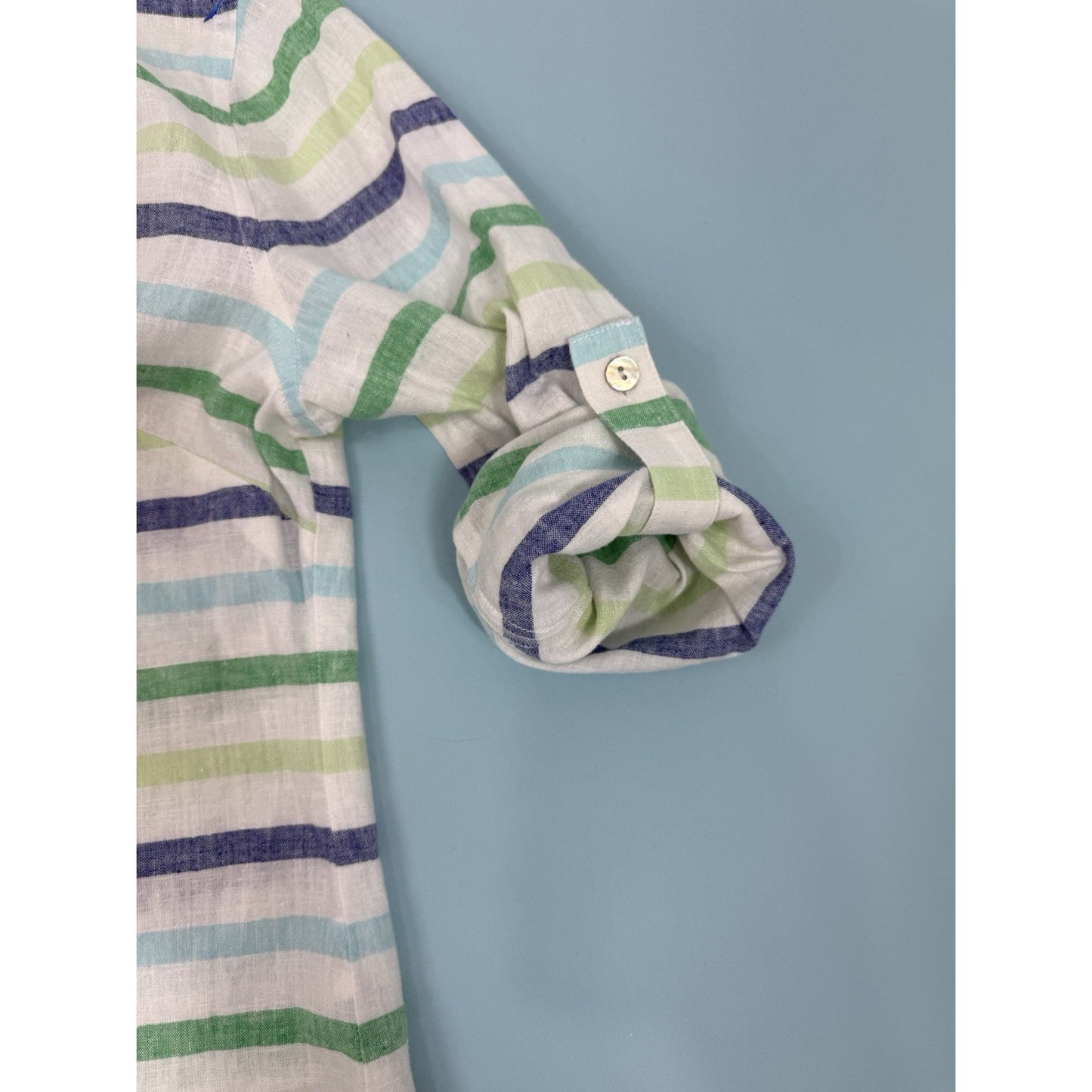 Vineyard Vines Bungalow Stripe Popover Shirt Women 0 NWT Long Sleeve LinenCotton