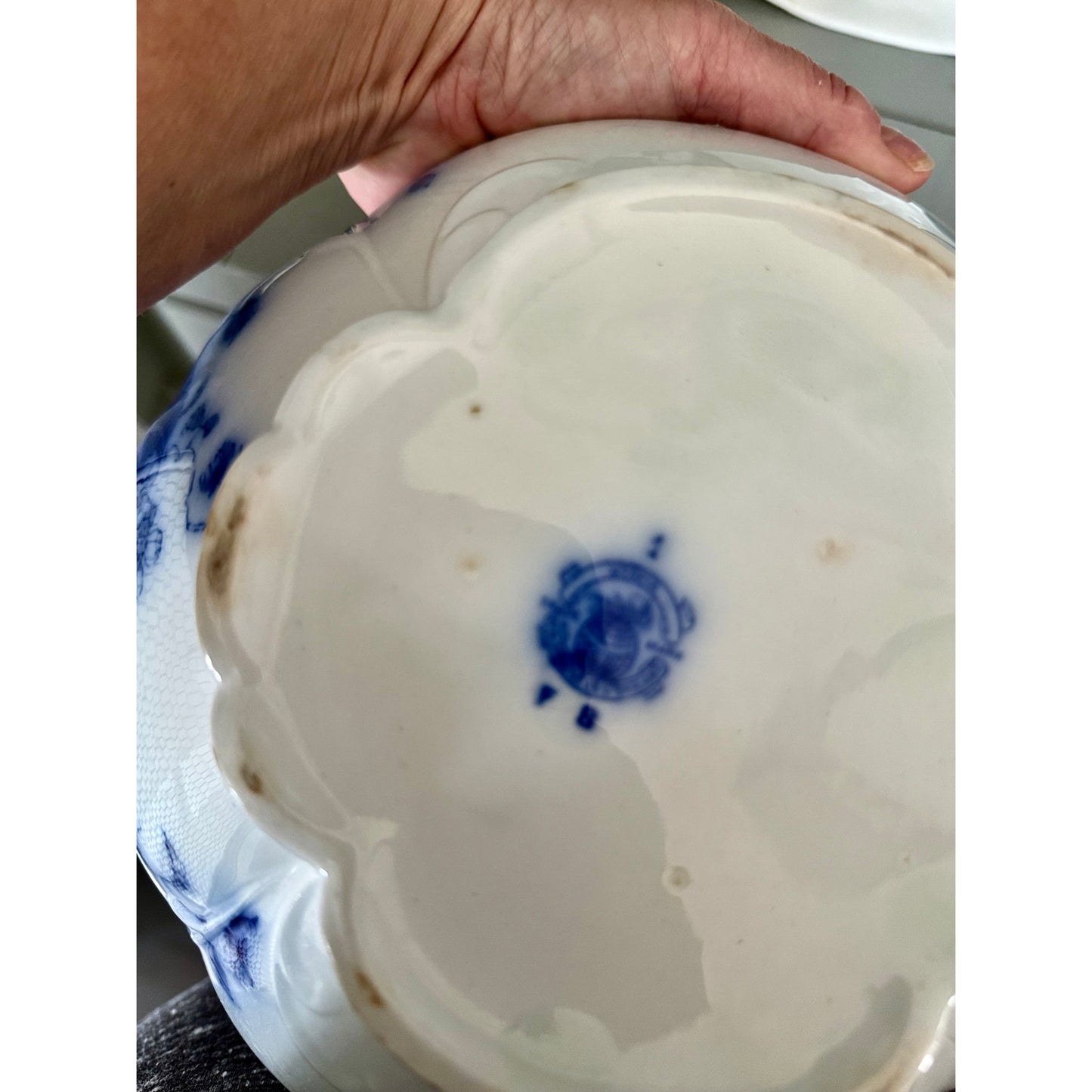 Antique Flow Blue Tureen with Lid