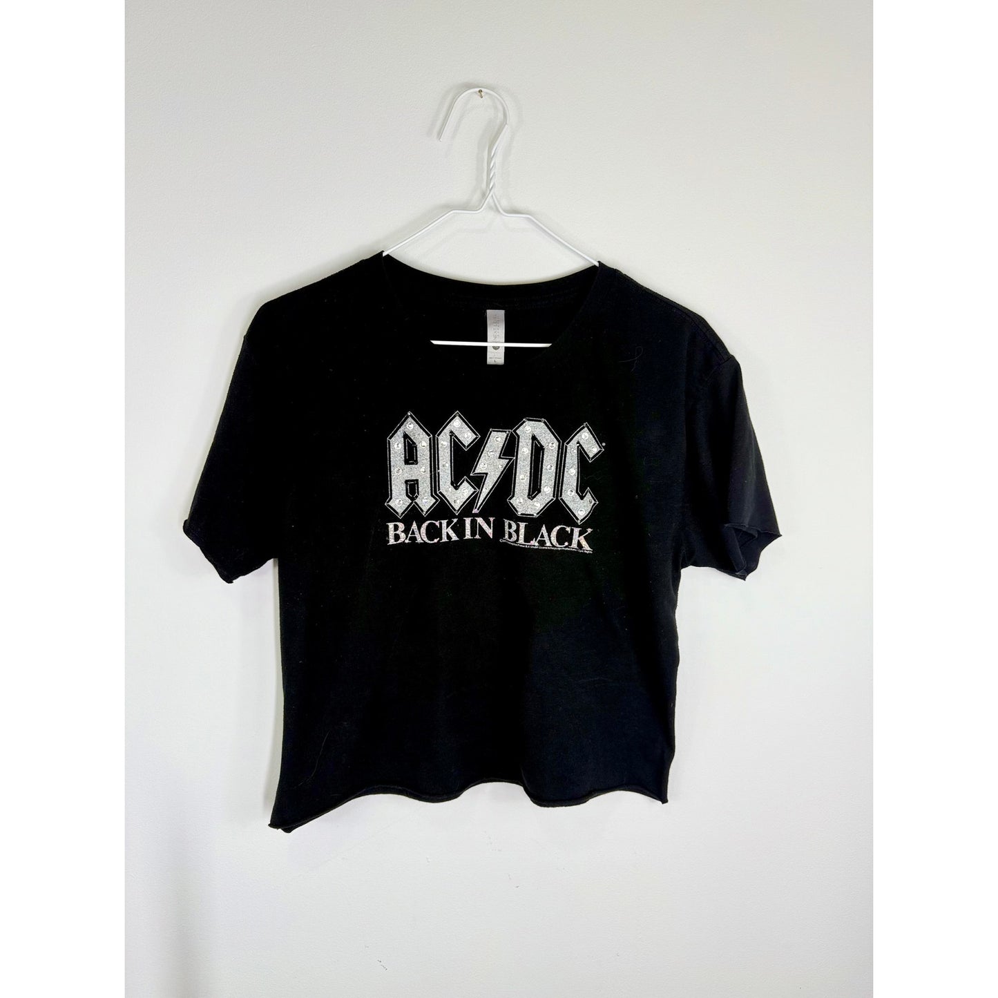 Authentic ACDC  black  Back in Black  vintage tee w  swarovski rhinestones