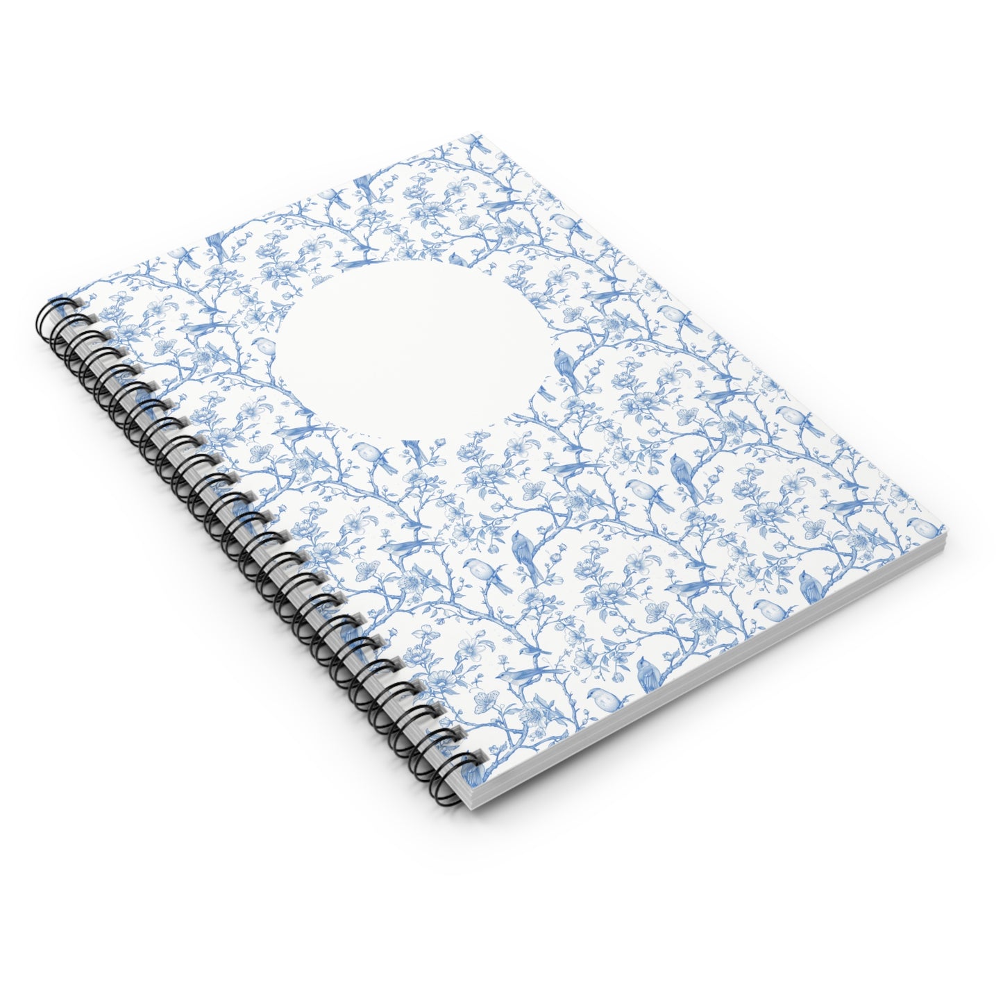 Elegant Blue Floral  Toile Spiral Notebook - Versatile Journal for Students, Gifts, Notes, Writing, Organizing, Bullet Journaling