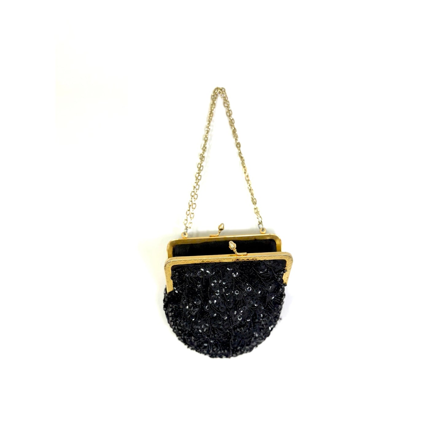 Vintage black and gold beaded 
evening bag