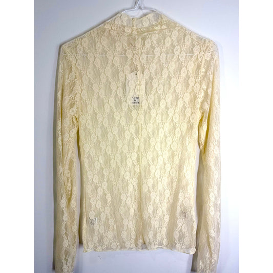 Vintage inspired lace stretch ivory women's top size M