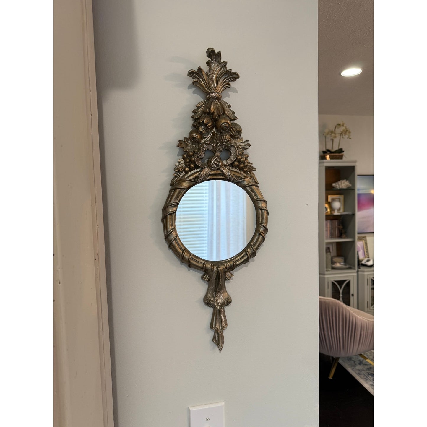 Ornate Vintage Silver French provincial Mirror