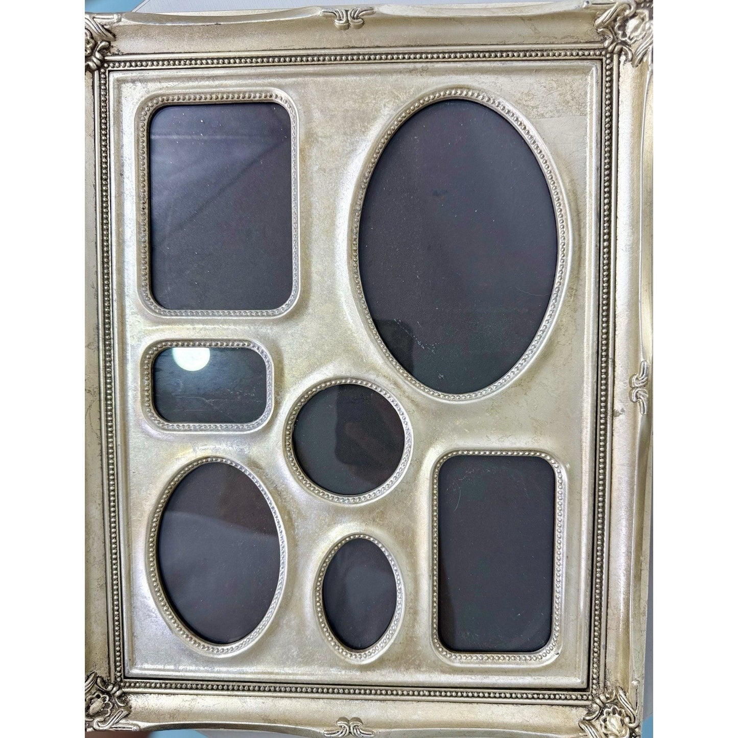 Vintage Silver Leaf Wood Photo Picture frames , set of 2 measuring 13x 15in