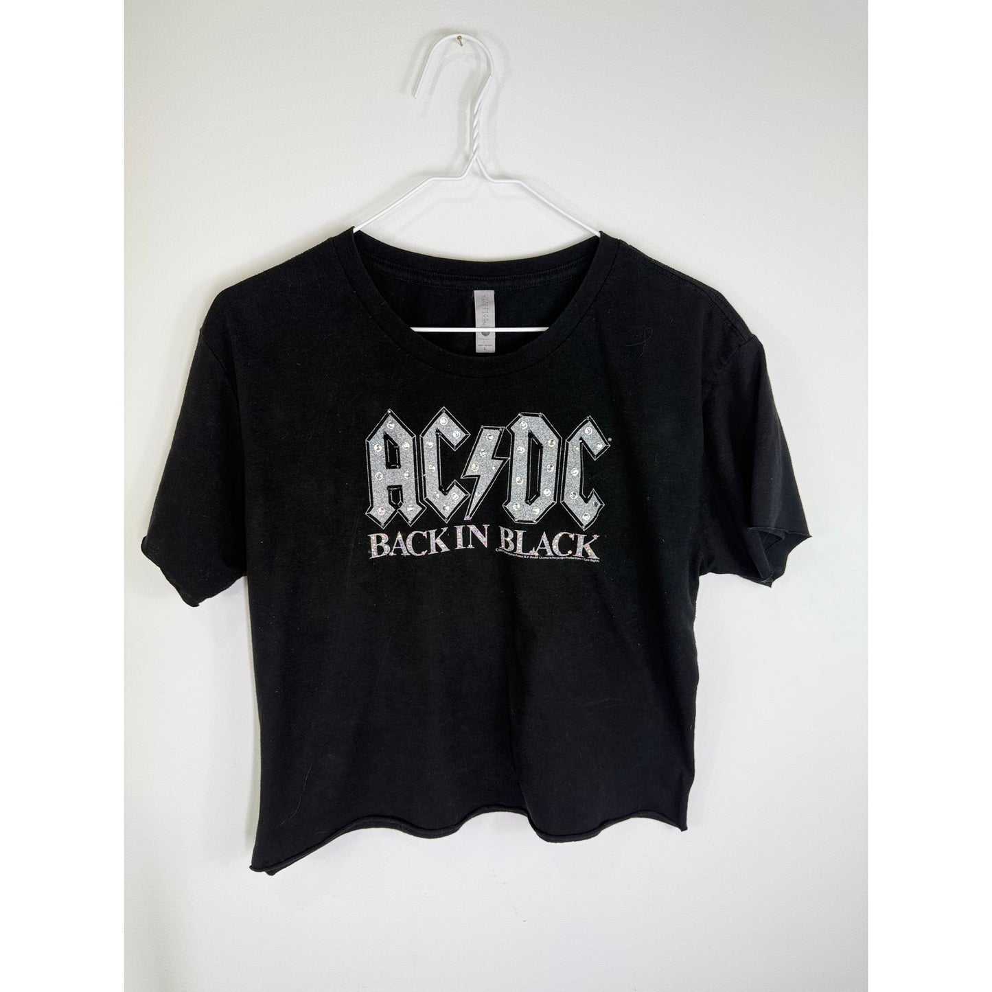 Authentic ACDC  black  Back in Black  vintage tee w  swarovski rhinestones