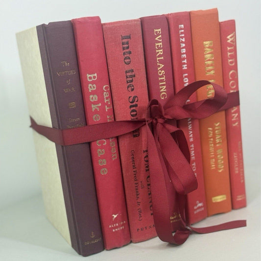 Lot of 7 Antique Vintage Books for Staging/Set/Interior Design Red