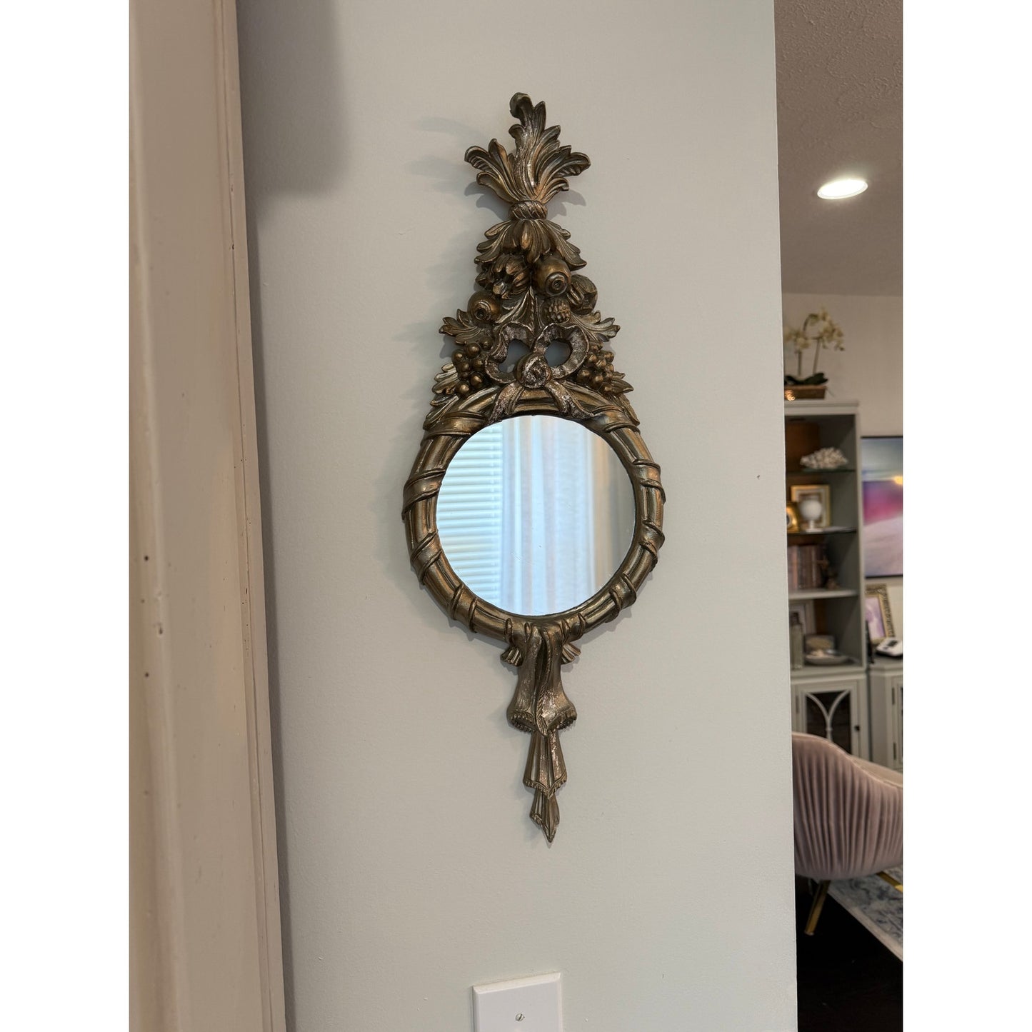 Ornate Vintage Silver French provincial Mirror