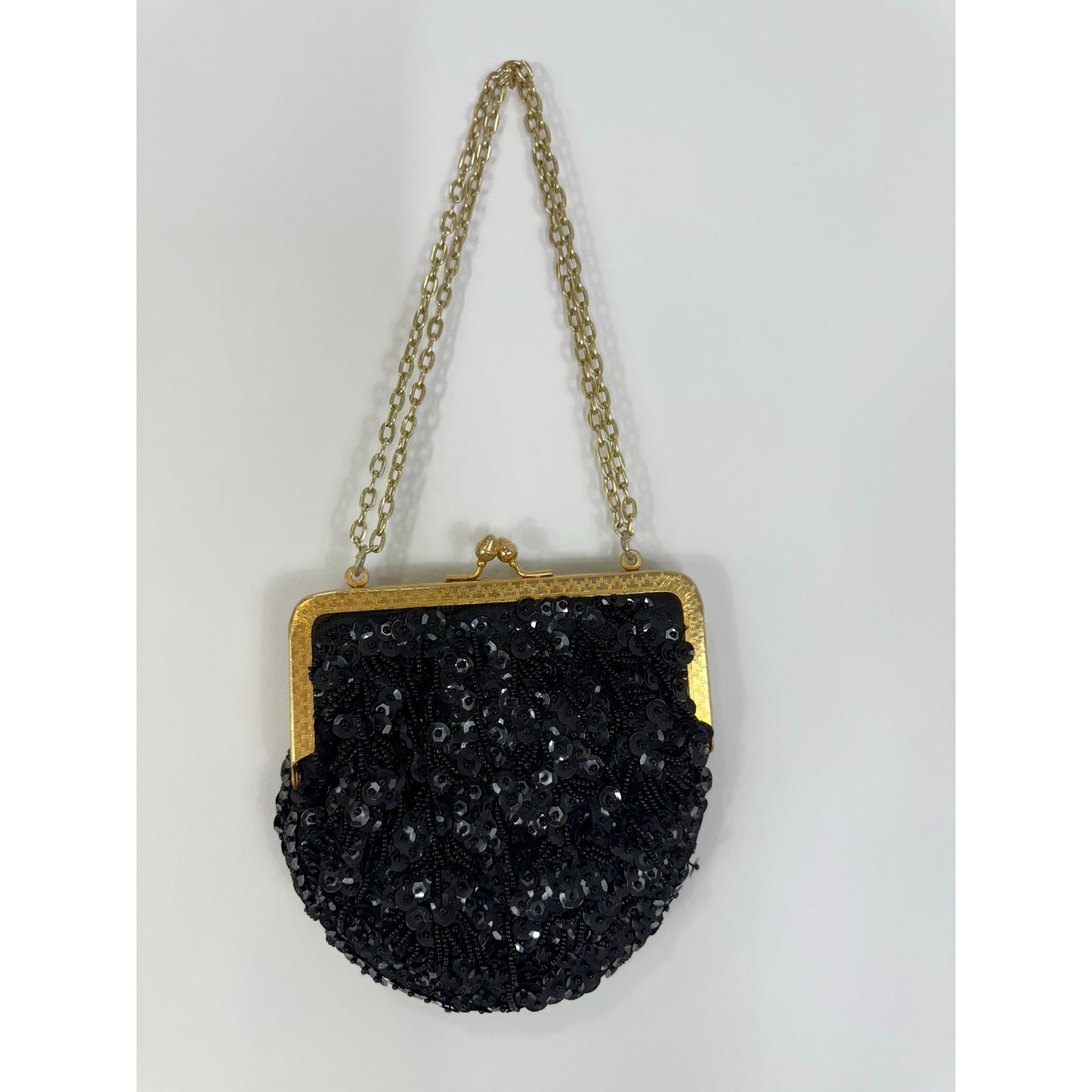 Vintage black and gold beaded 
evening bag