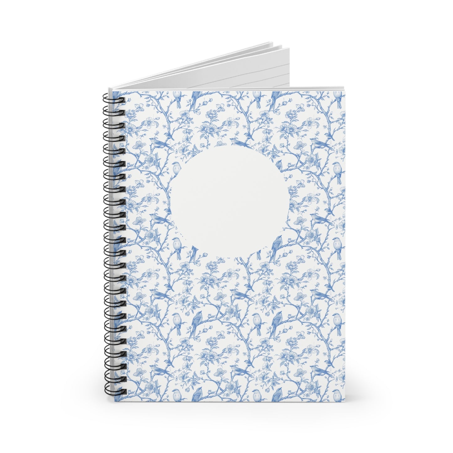 Elegant Blue Floral  Toile Spiral Notebook - Versatile Journal for Students, Gifts, Notes, Writing, Organizing, Bullet Journaling