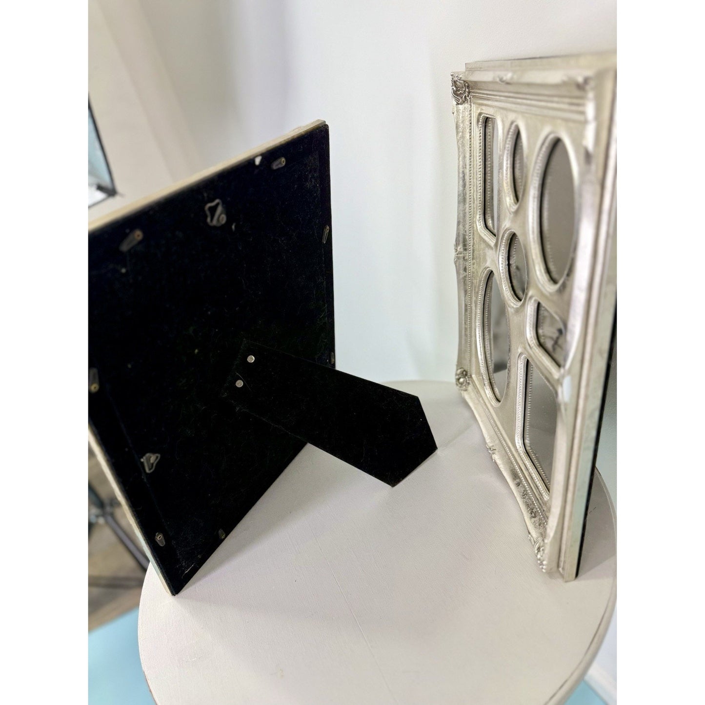 Vintage Silver Leaf Wood Photo Picture frames , set of 2 measuring 13x 15in