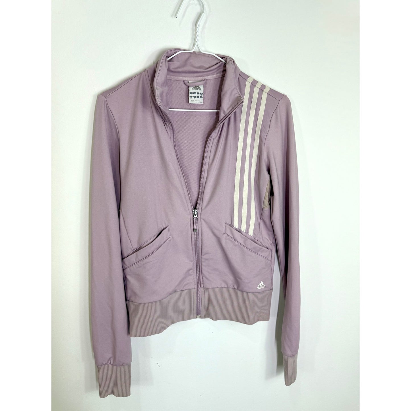 Vintage adidas dusty lavender and white zip jacket size small
