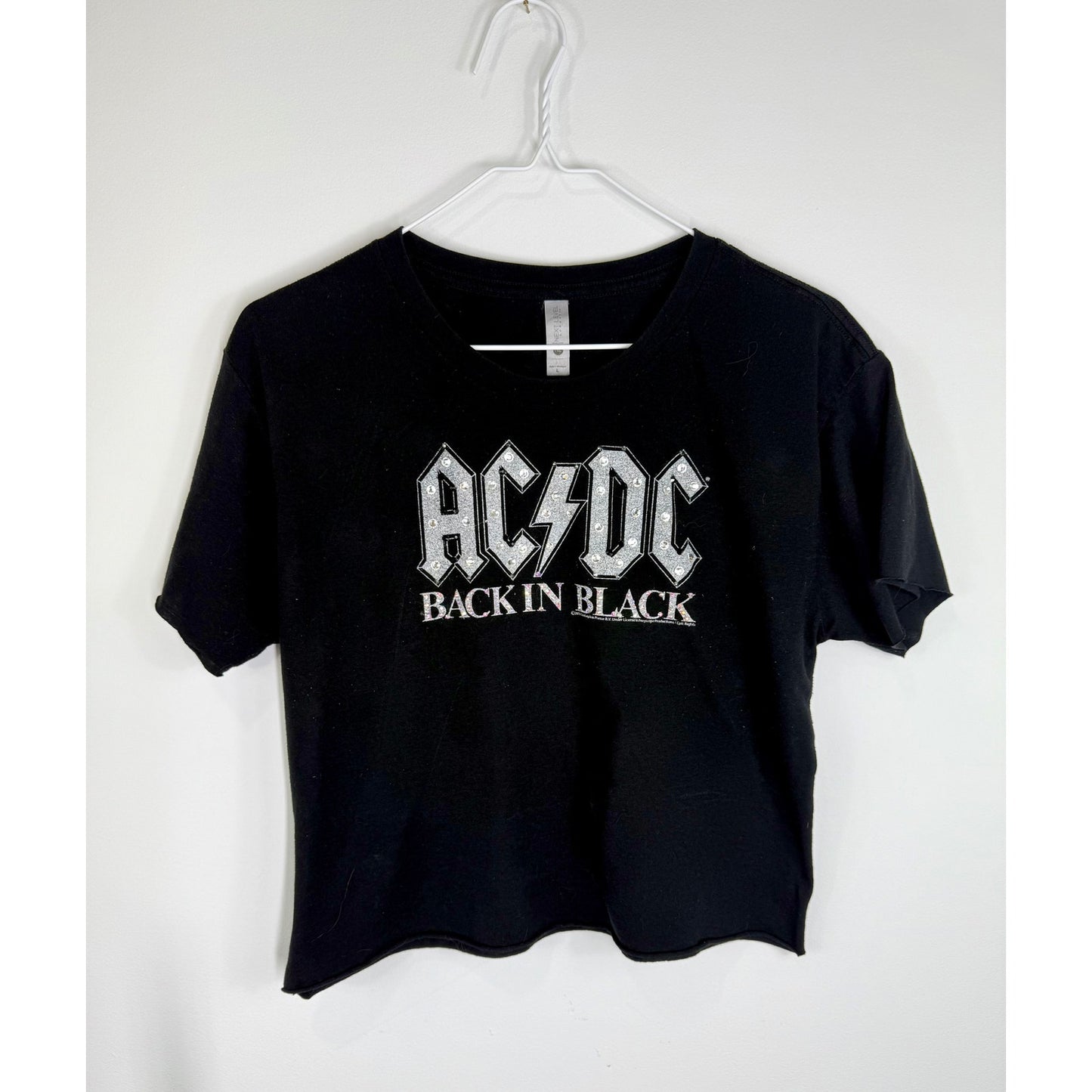 Authentic ACDC  black  Back in Black  vintage tee w  swarovski rhinestones