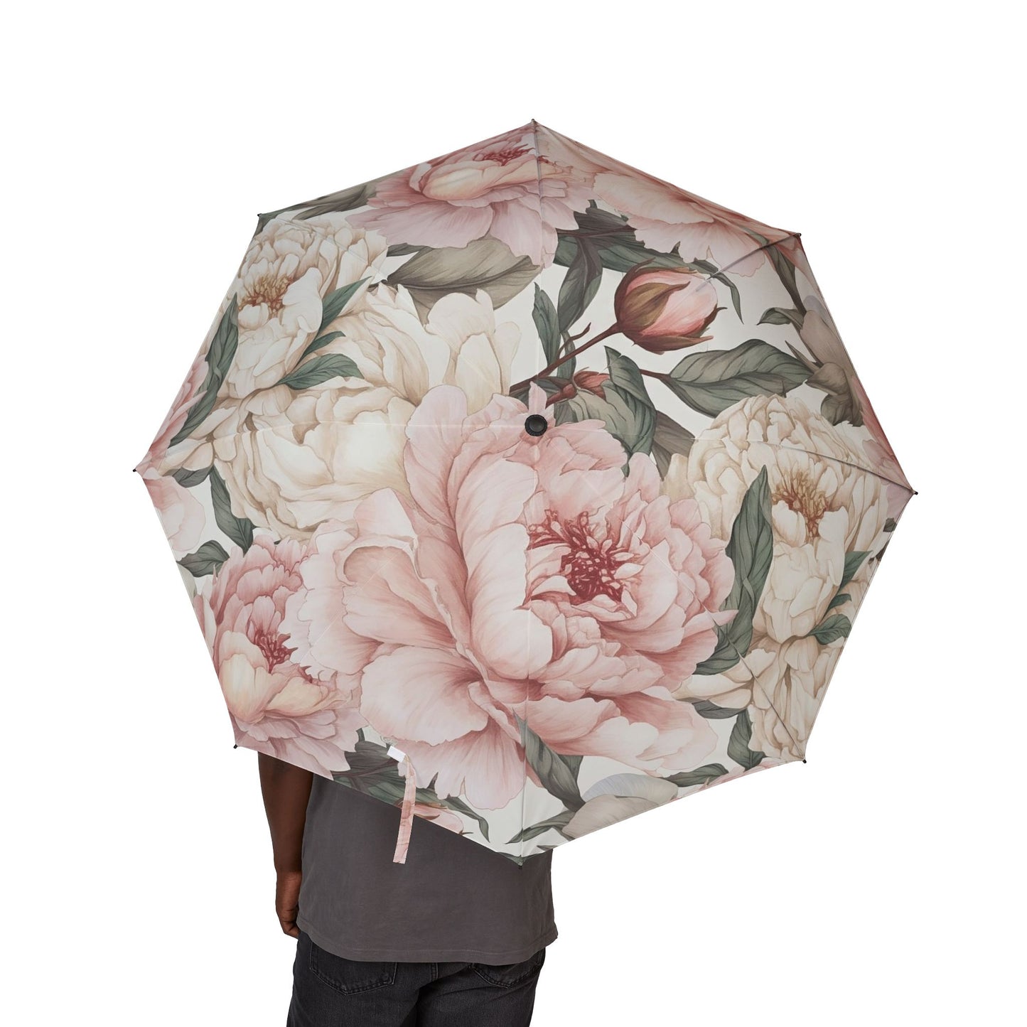 Floral Foldable Umbrella, Chic Rain Gear, Gift for Her, Travel-Friendly, Fashionable Sunshade, Boho Style Accessory