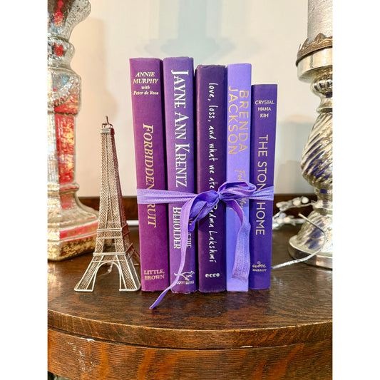Vintage purple 
 Decorative Book collection, purple books, book decor, book stack, purple books for staging,