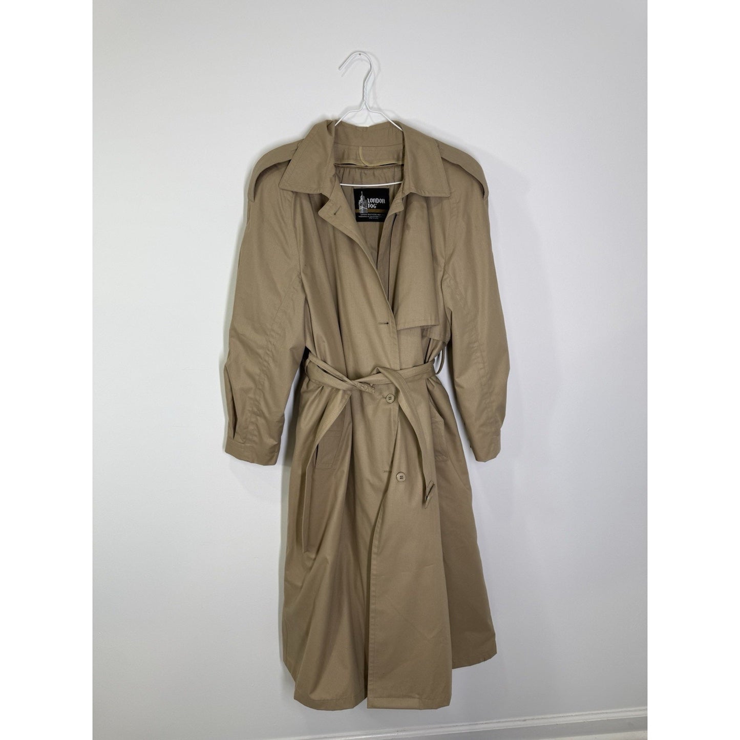 Vintage Women's London Fog Trench Coat Khaki Belted Size 18 Regular