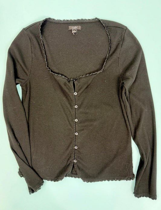 J Crew long sleeve Henlet Black Tee shirt