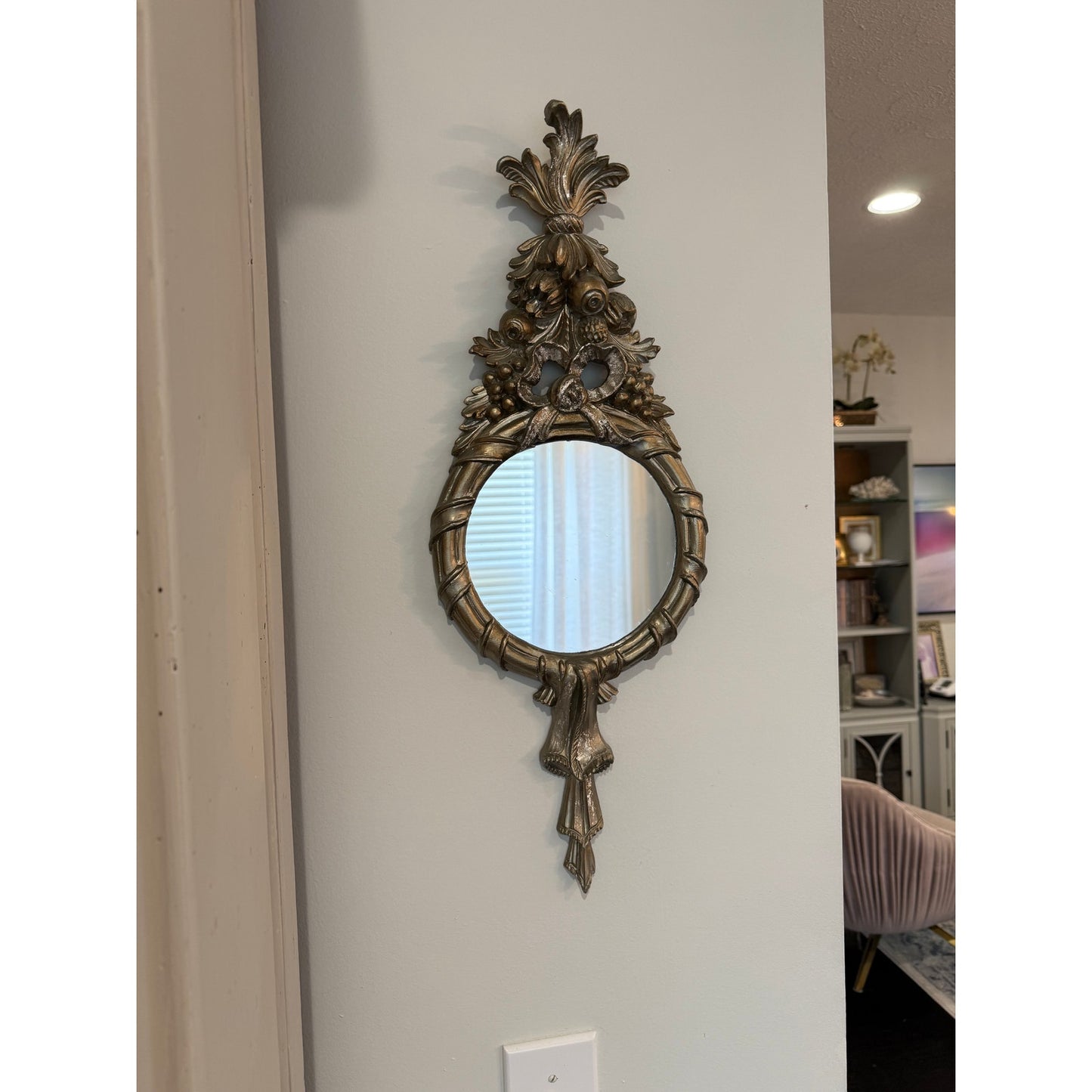 Ornate Vintage Silver French provincial Mirror