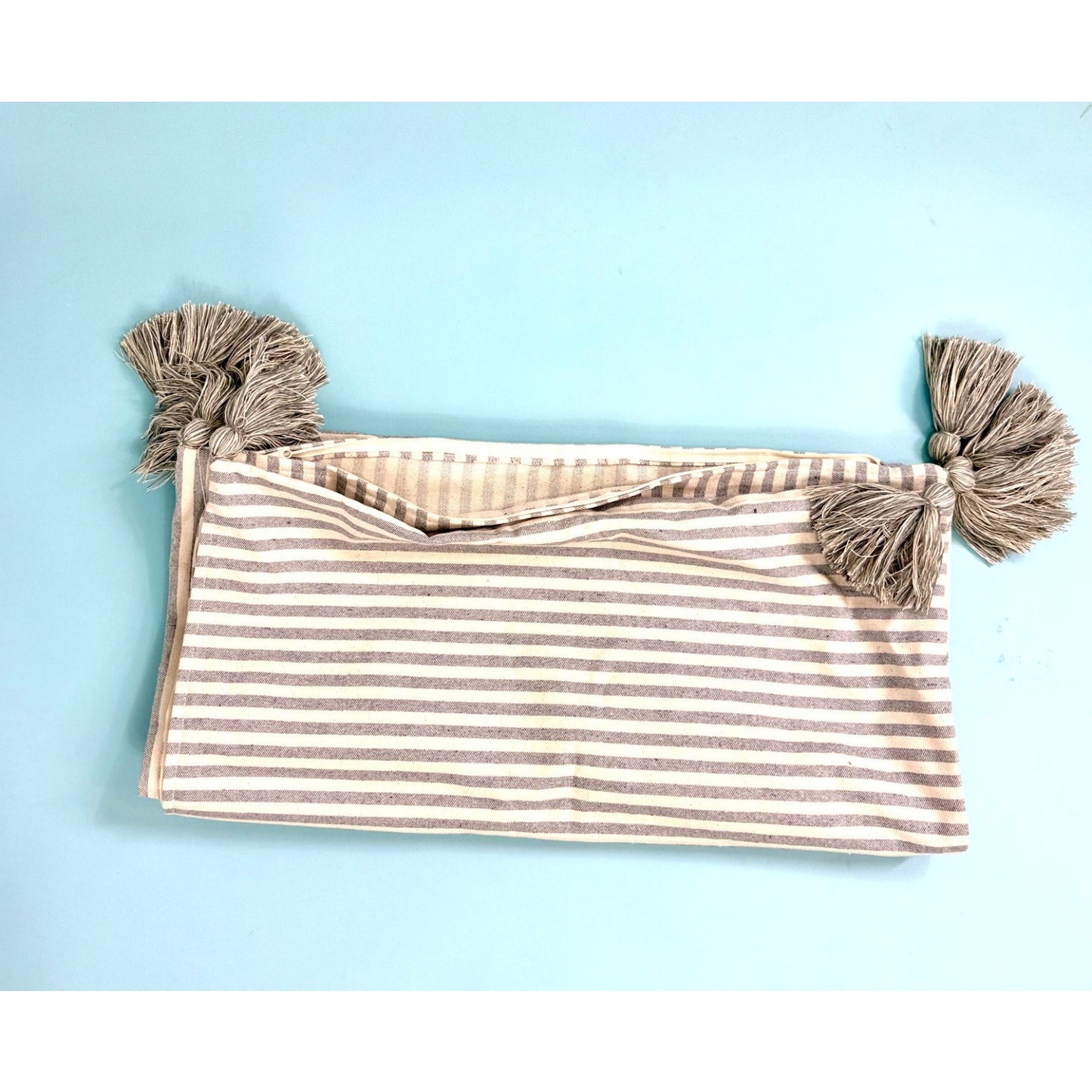 pair of Cornflower blue EURO sized shams/ pillow covers with tassels