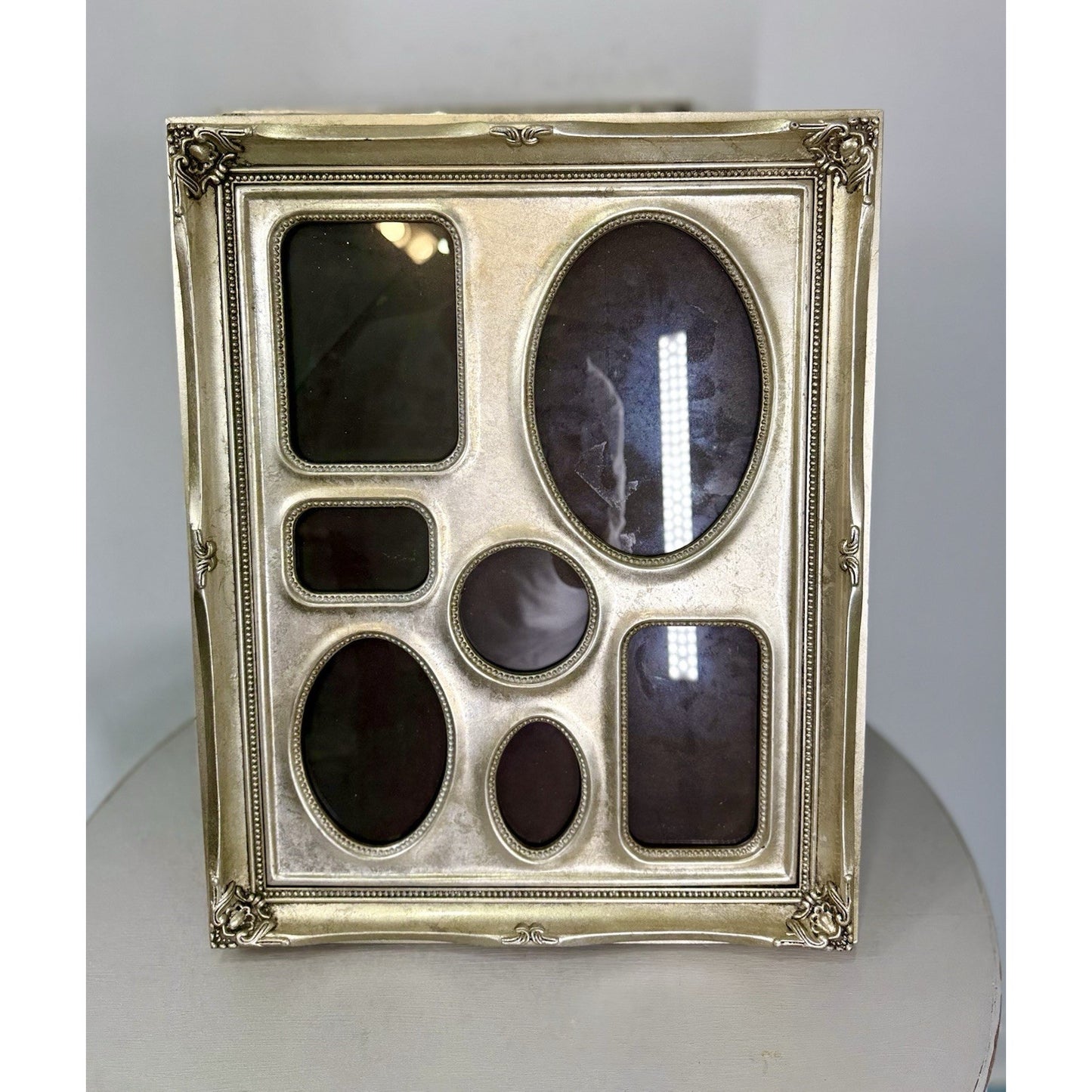 Vintage Silver Leaf Wood Photo Picture frames , set of 2 measuring 13x 15in