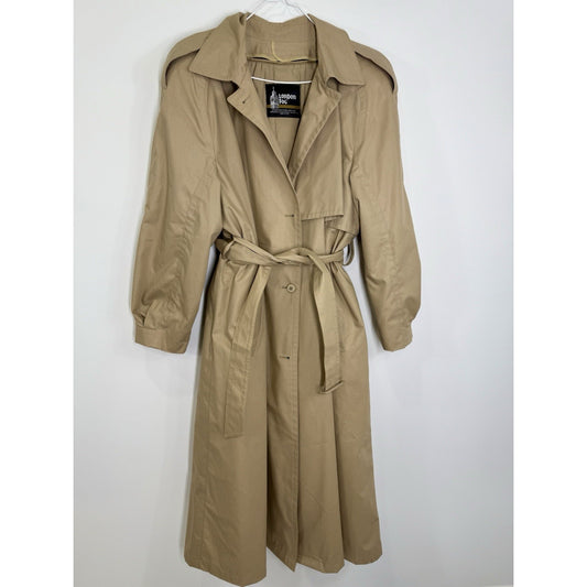 Vintage Women's London Fog Trench Coat Khaki Belted Size 18 Regular