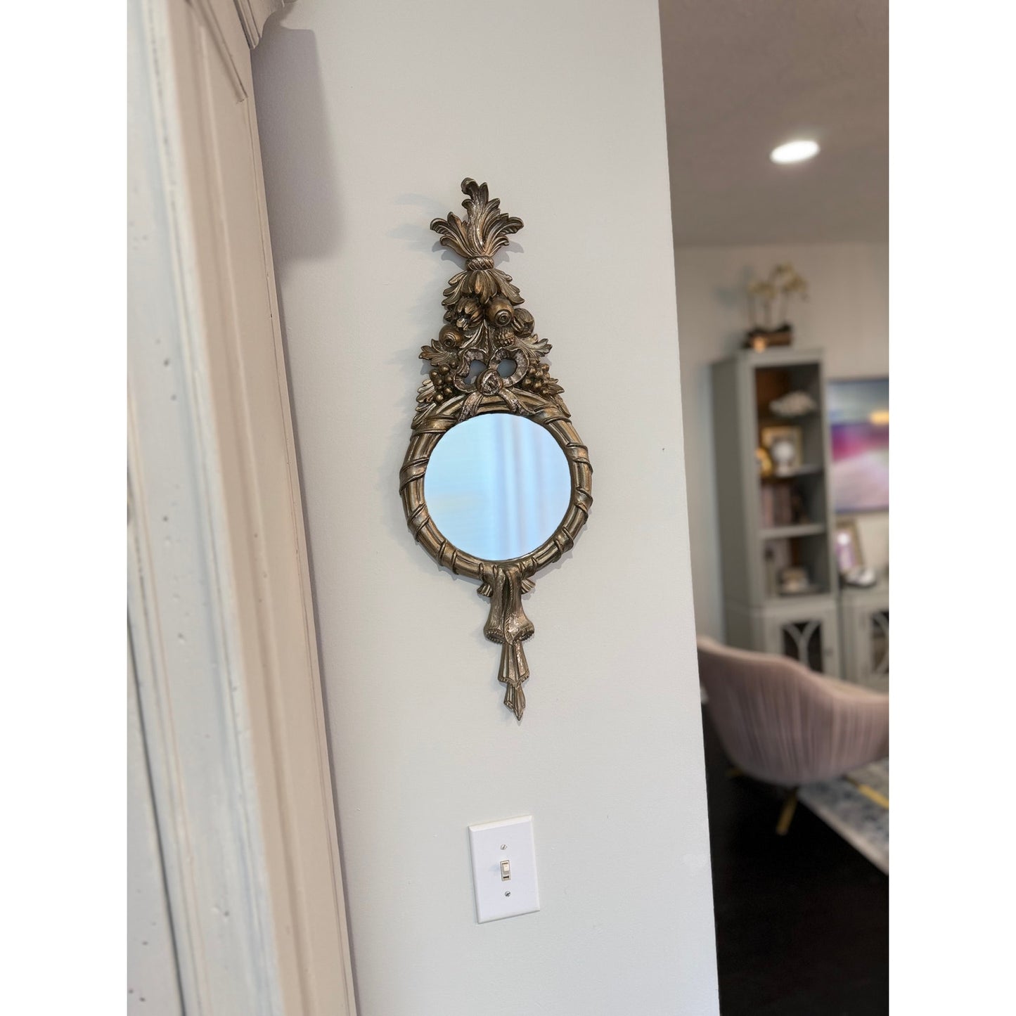 Ornate Vintage Silver French provincial Mirror