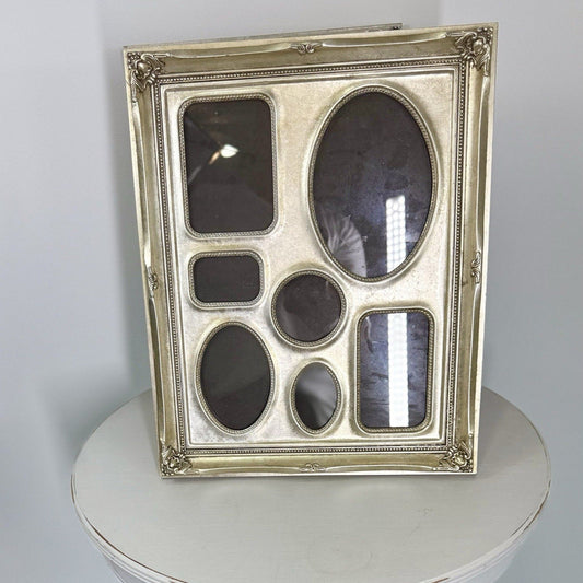 Vintage Silver Leaf Wood Photo Picture frames , set of 2 measuring 13x 15in