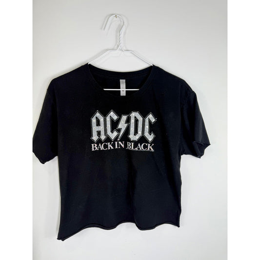 Authentic ACDC  black  Back in Black  vintage tee w  swarovski rhinestones