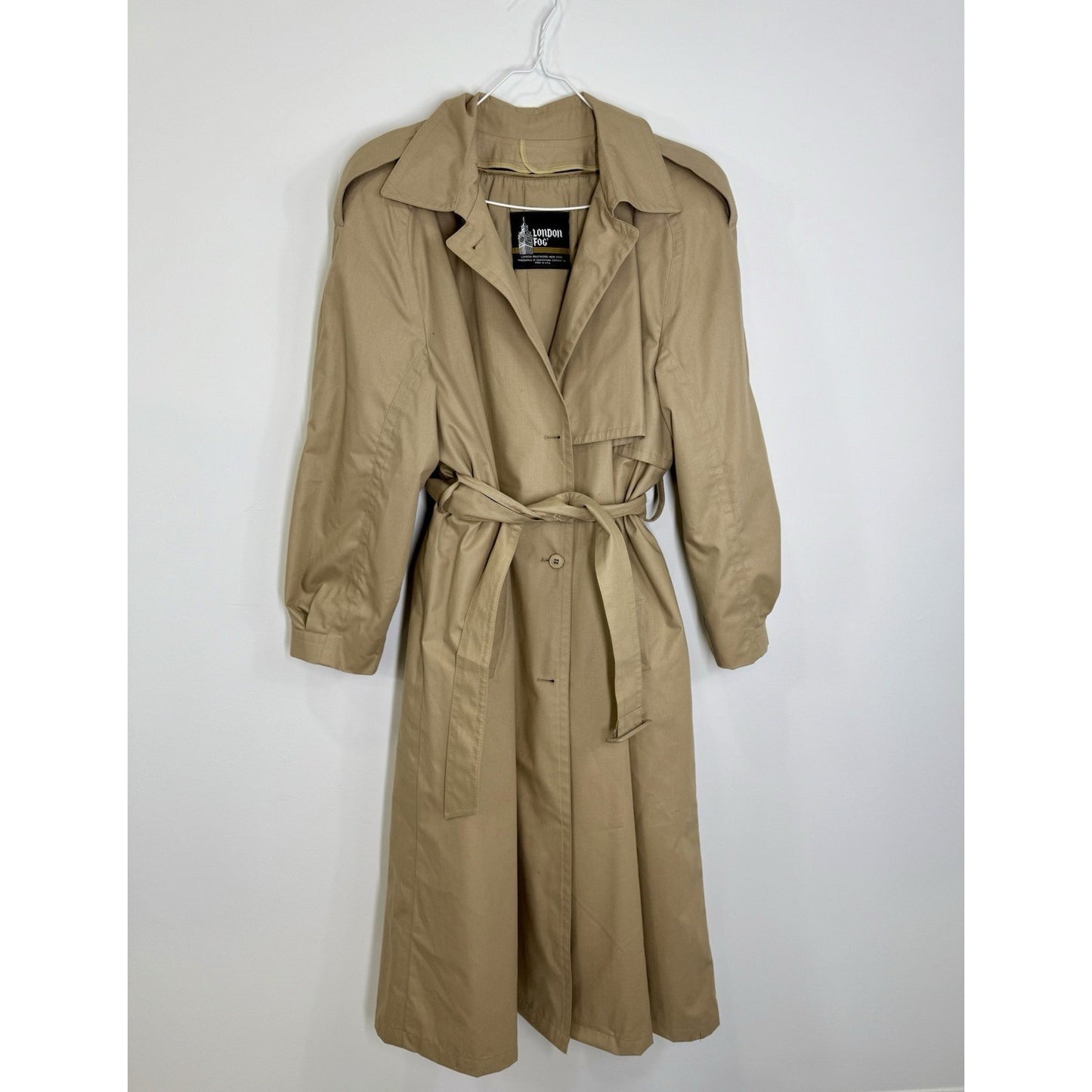 Vintage Women's London Fog Trench Coat Khaki Belted Size 18 Regular