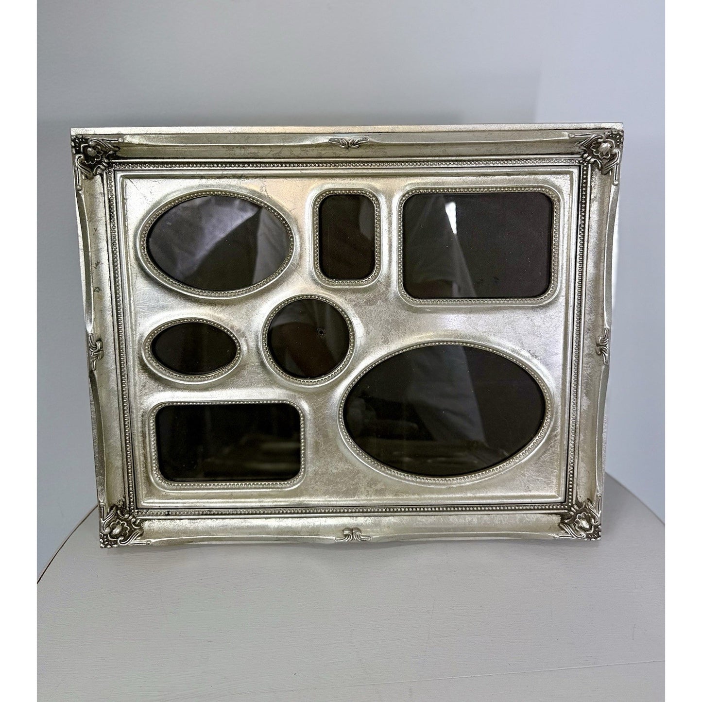 Vintage Silver Leaf Wood Photo Picture frames , set of 2 measuring 13x 15in