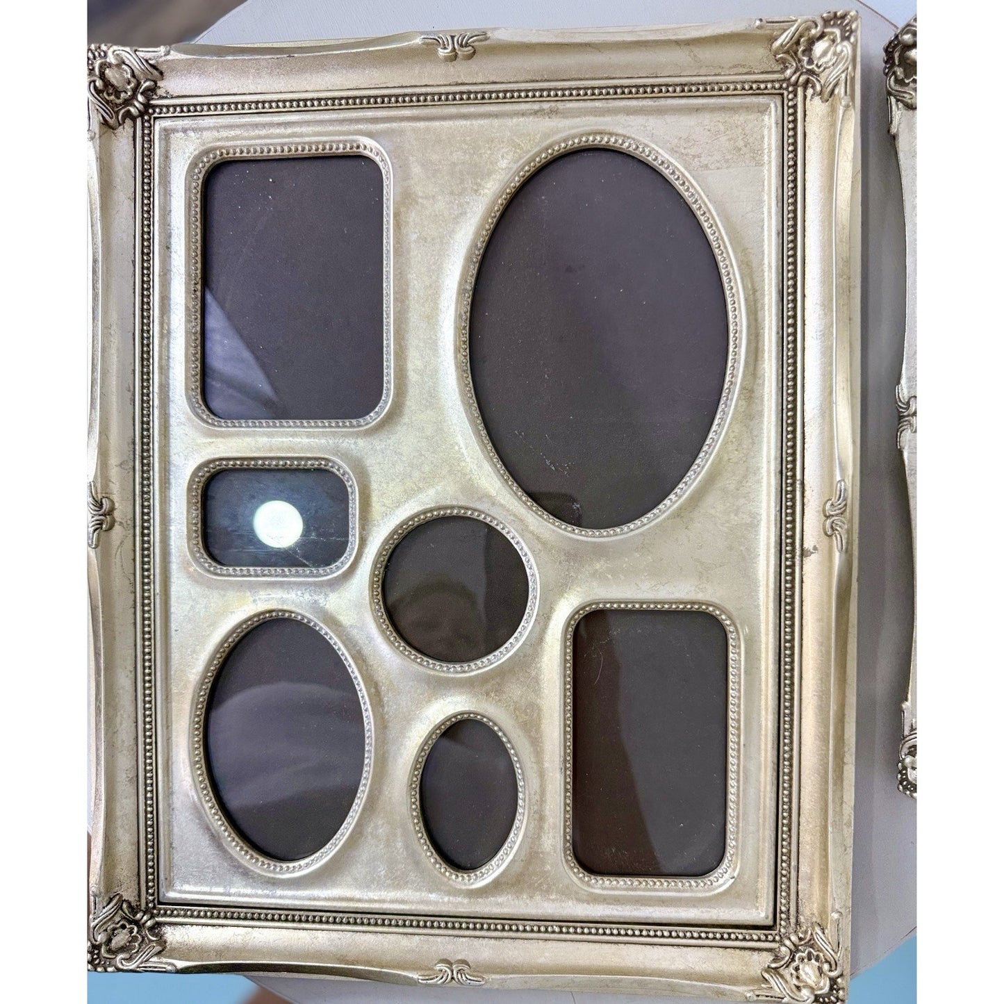 Vintage Silver Leaf Wood Photo Picture frames , set of 2 measuring 13x 15in