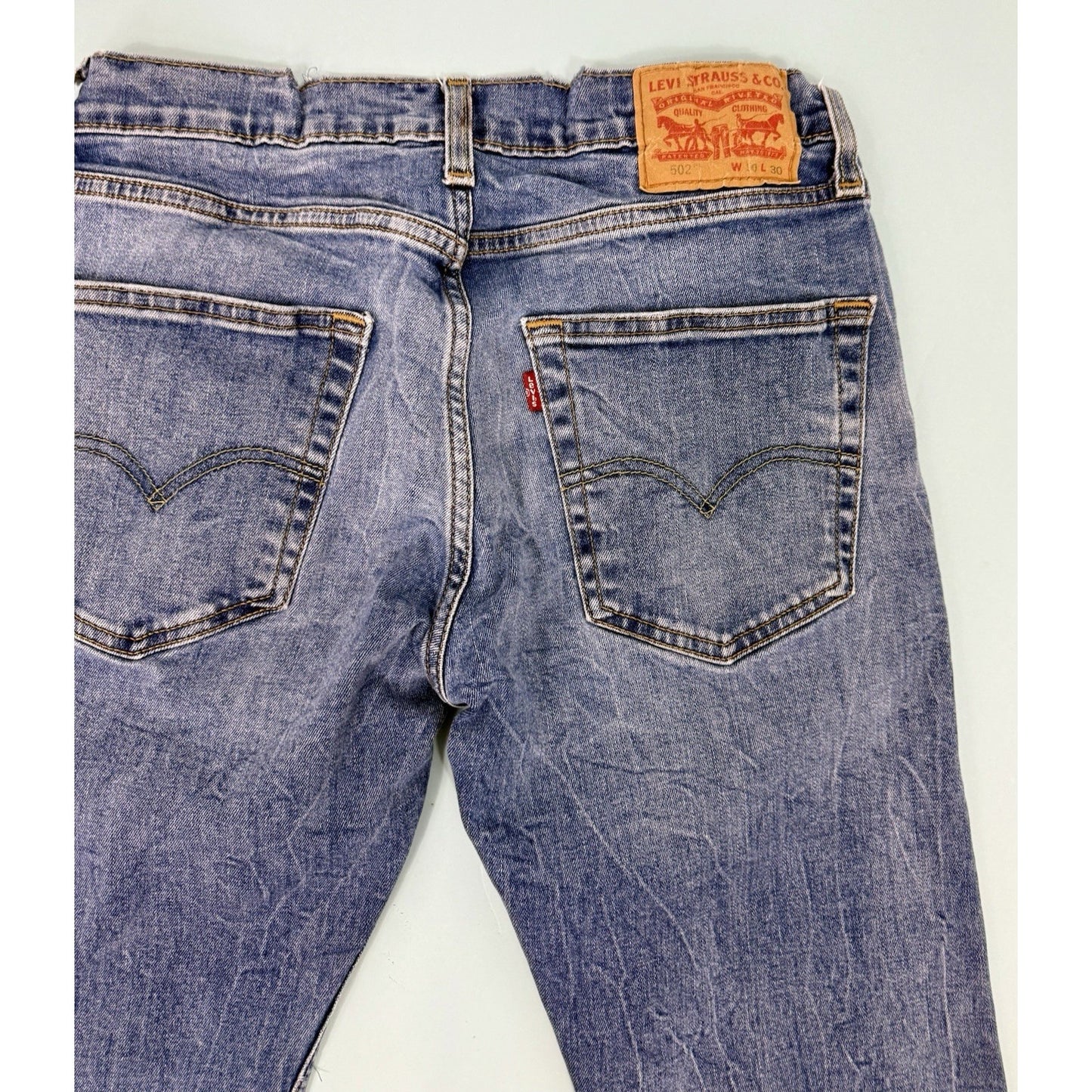 Levis 502 Jeans 30x30 Blue Straight Leg Denim Stretch Mens Pockets * Read Read *