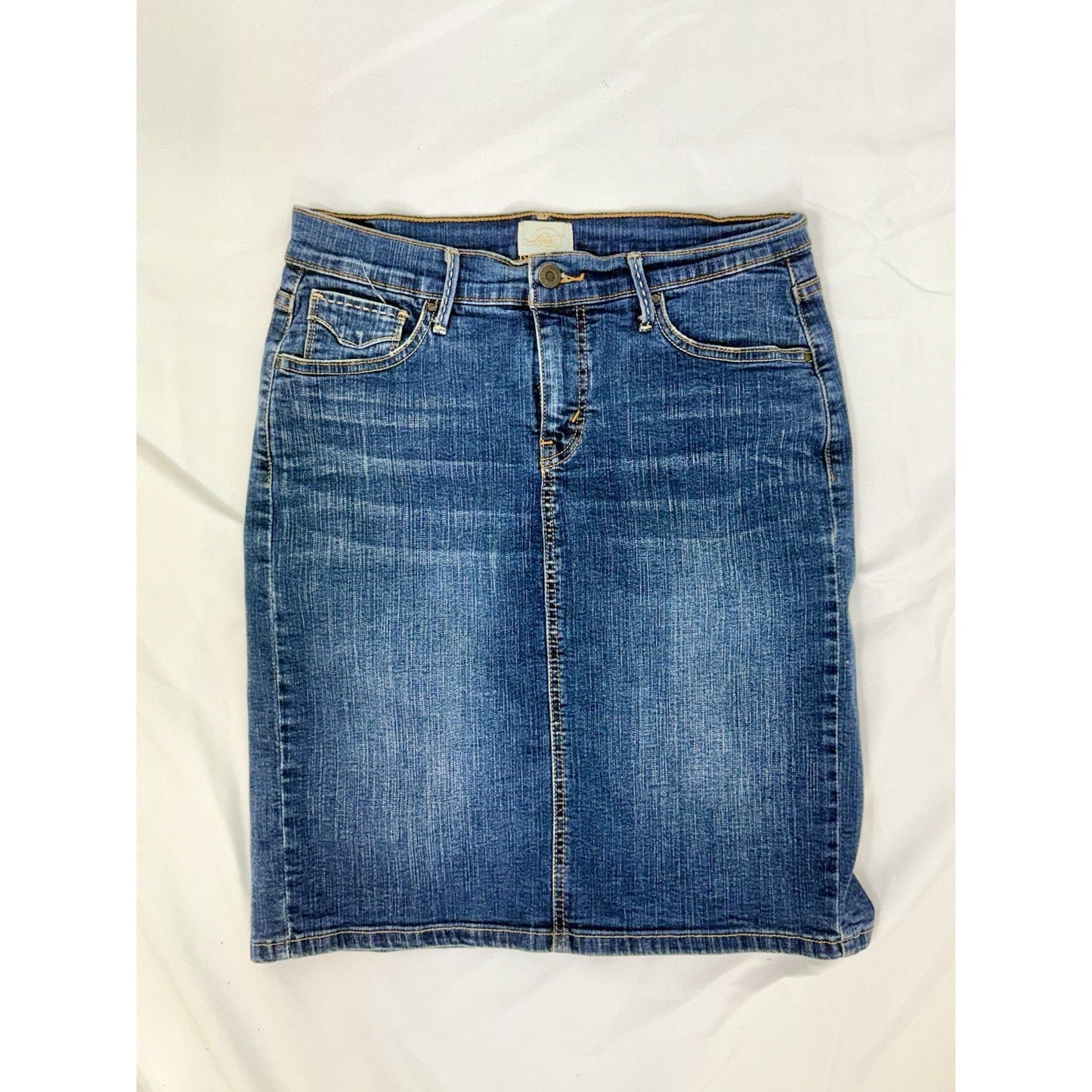 Vintage Levi Denim Mini Skirt Dark Blue-slit- 512 size 6
