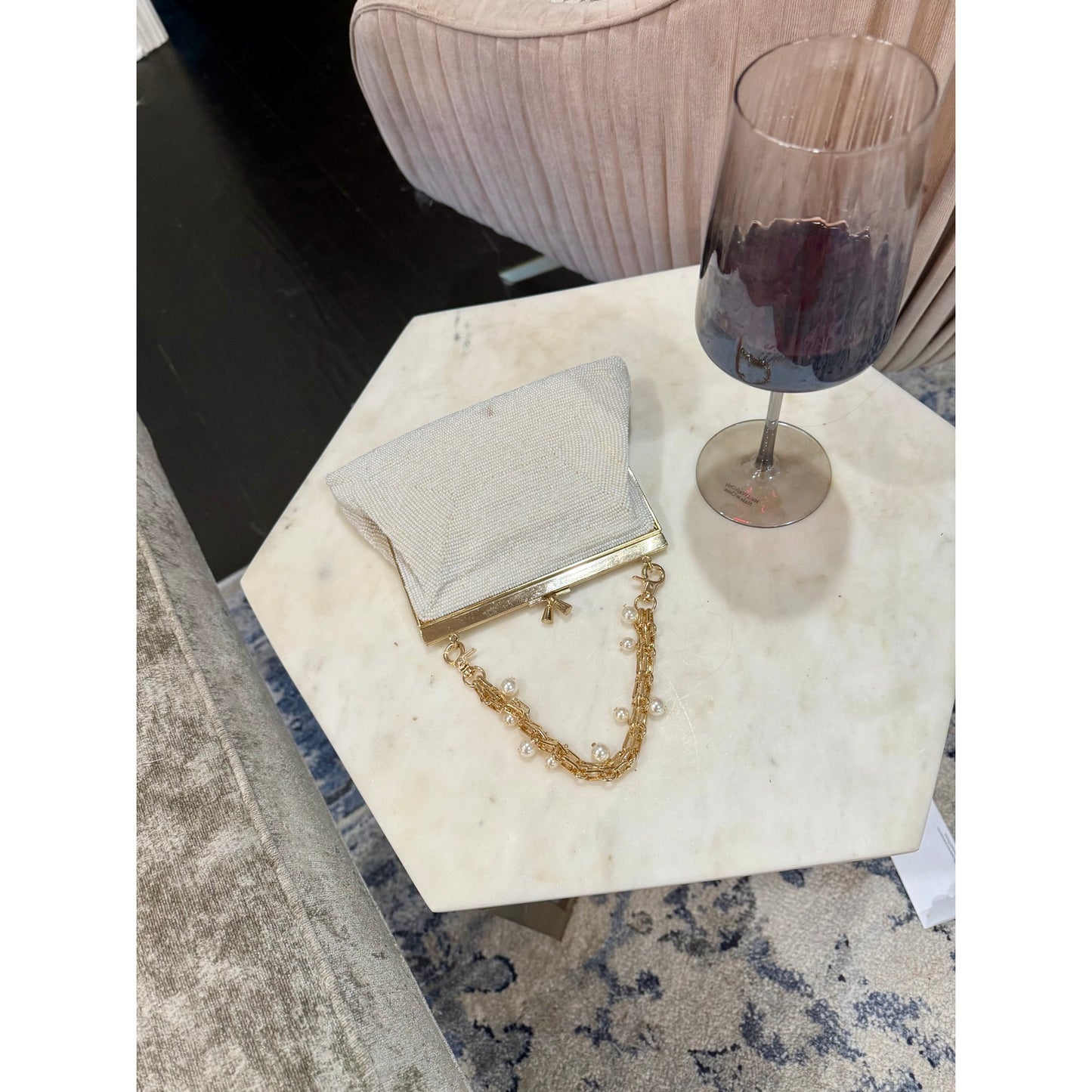 Vintage honey gold beaded and rhinestoned evening bag