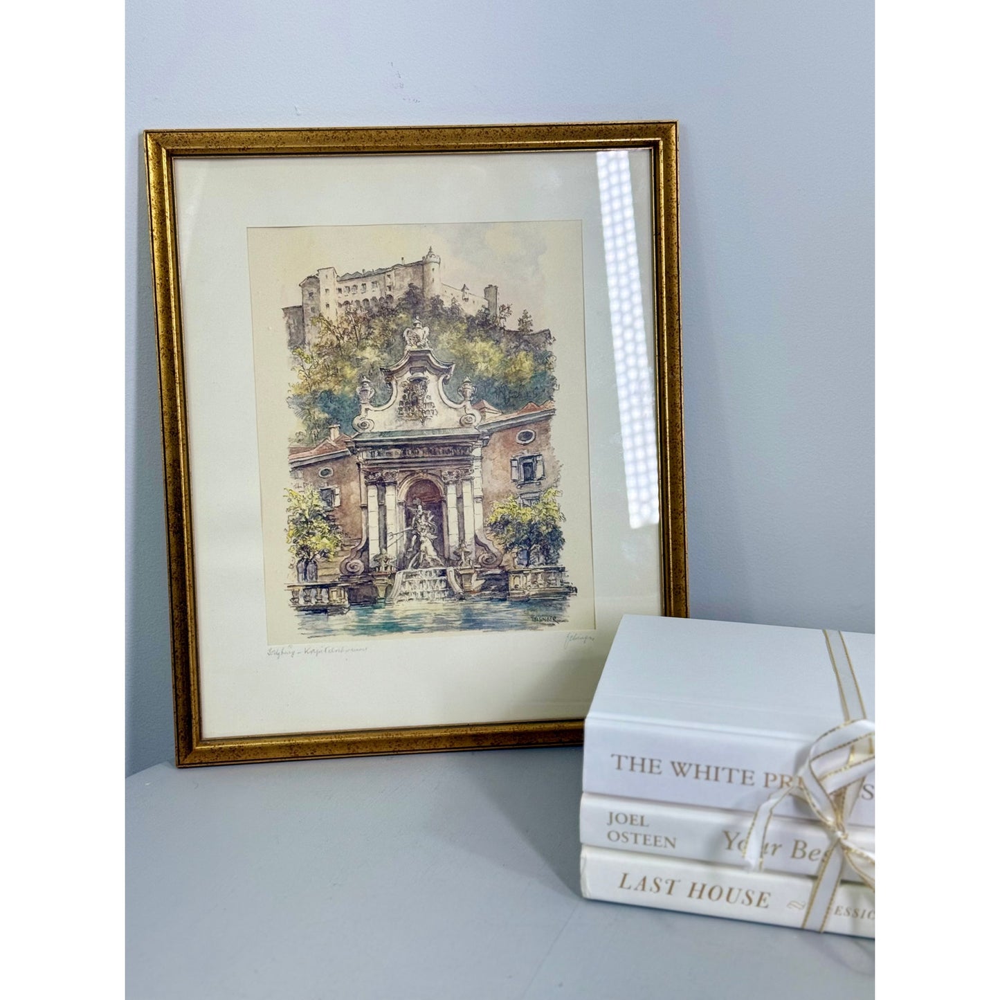 Vintage Artwork featuring Saltzburg Castle, Artist T Elsinger