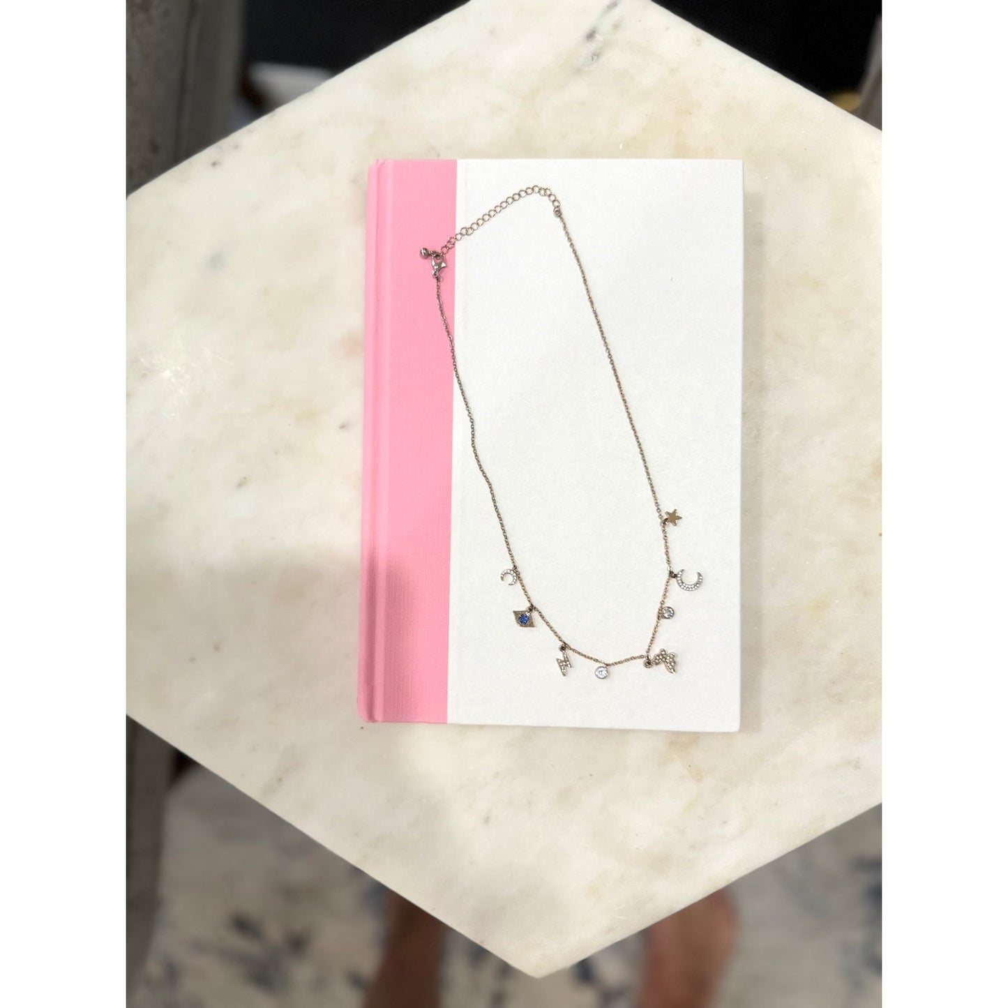 Vintage charm celestial necklace, vintage necklace, moon and star necklace