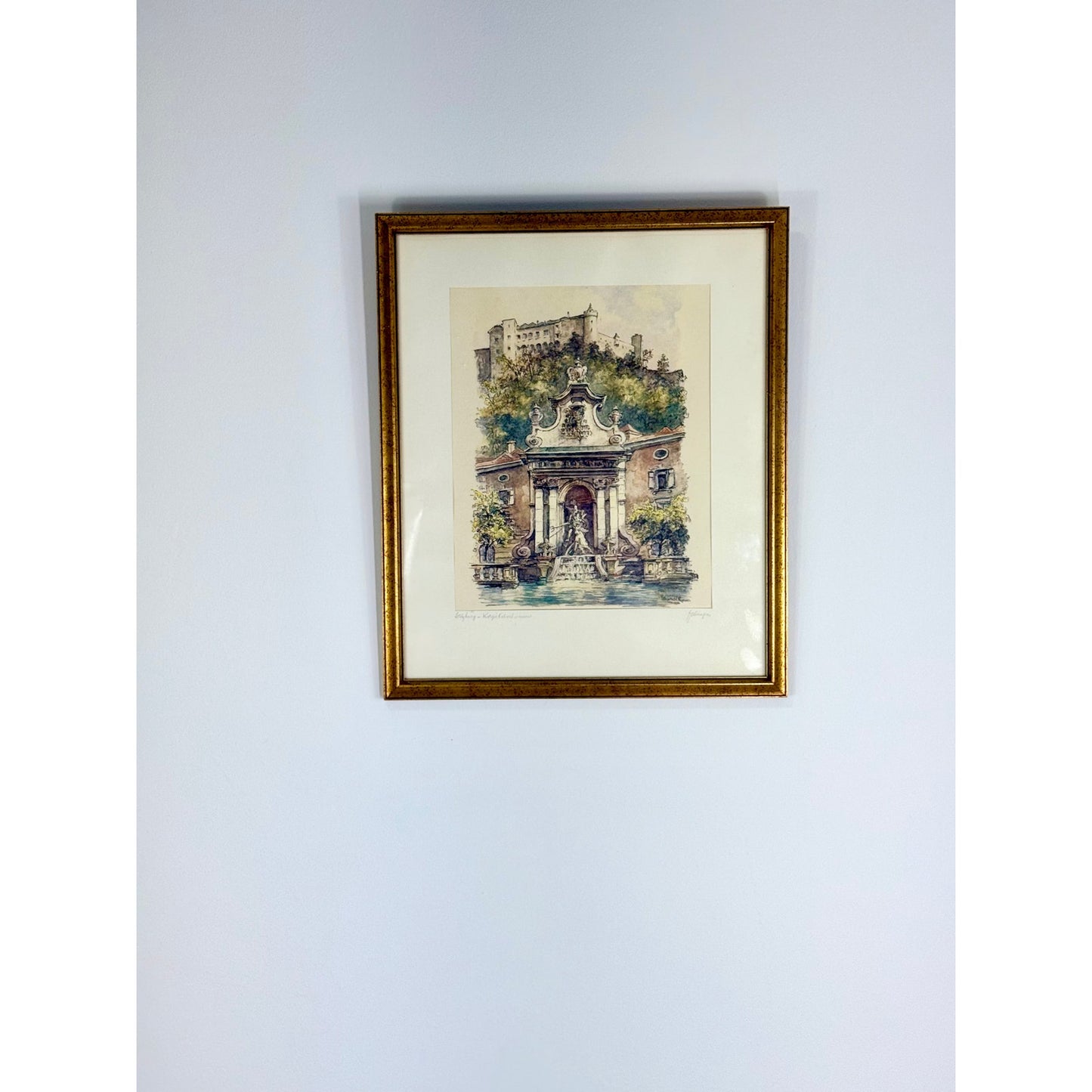 Vintage Artwork featuring Saltzburg Castle, Artist T Elsinger