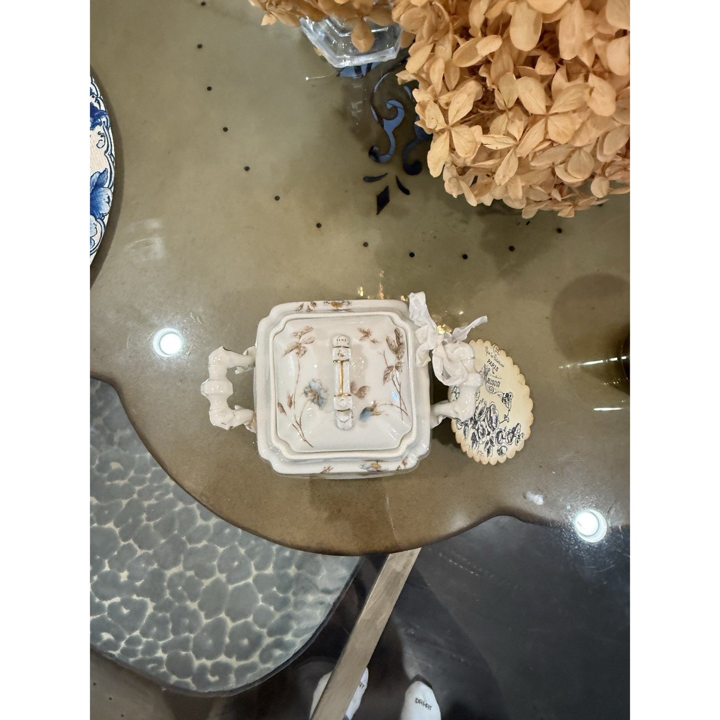 Antique Limoges Haviland Hand Painted blue Color Floral Bouquet Tureen Good Cond.