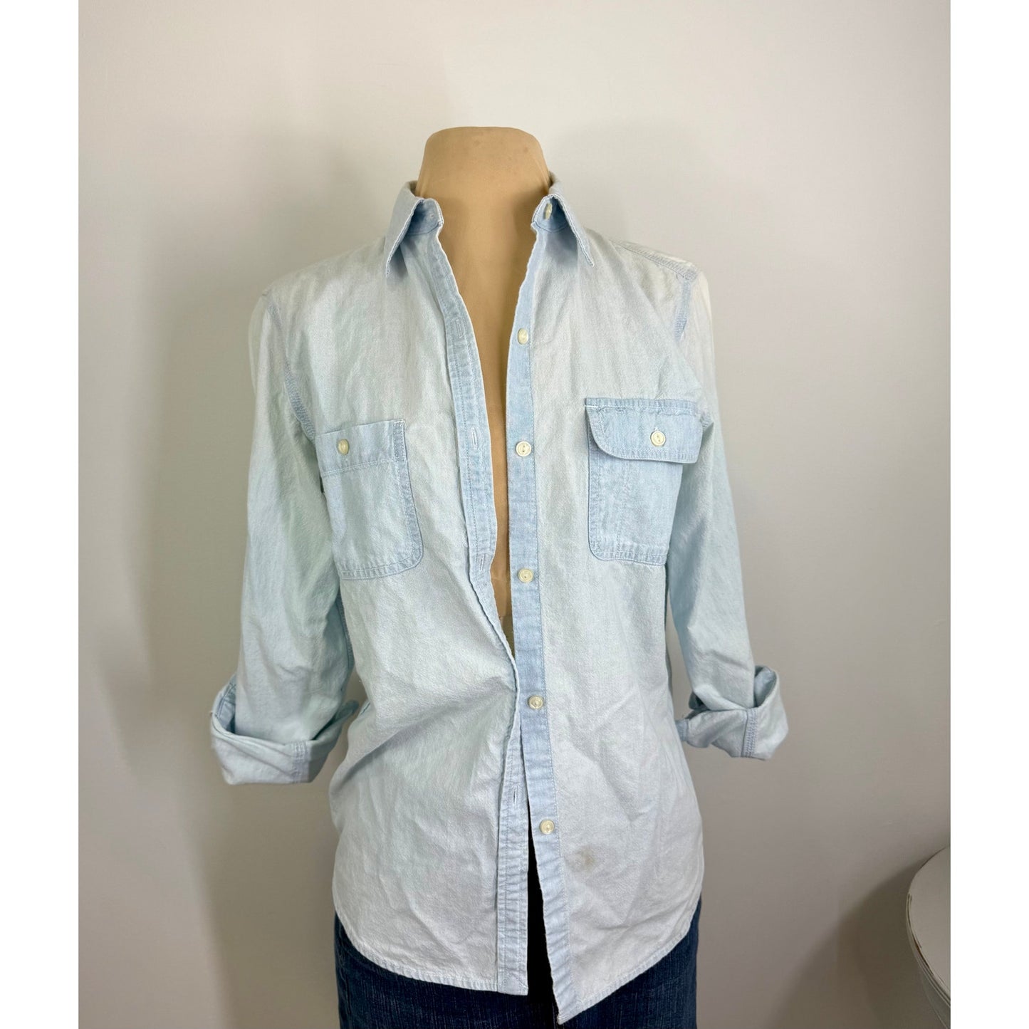 Vintage LRL Lauren Jeans CO, XS  Women's 100 cotton vintage faded chambray shirt, size XS